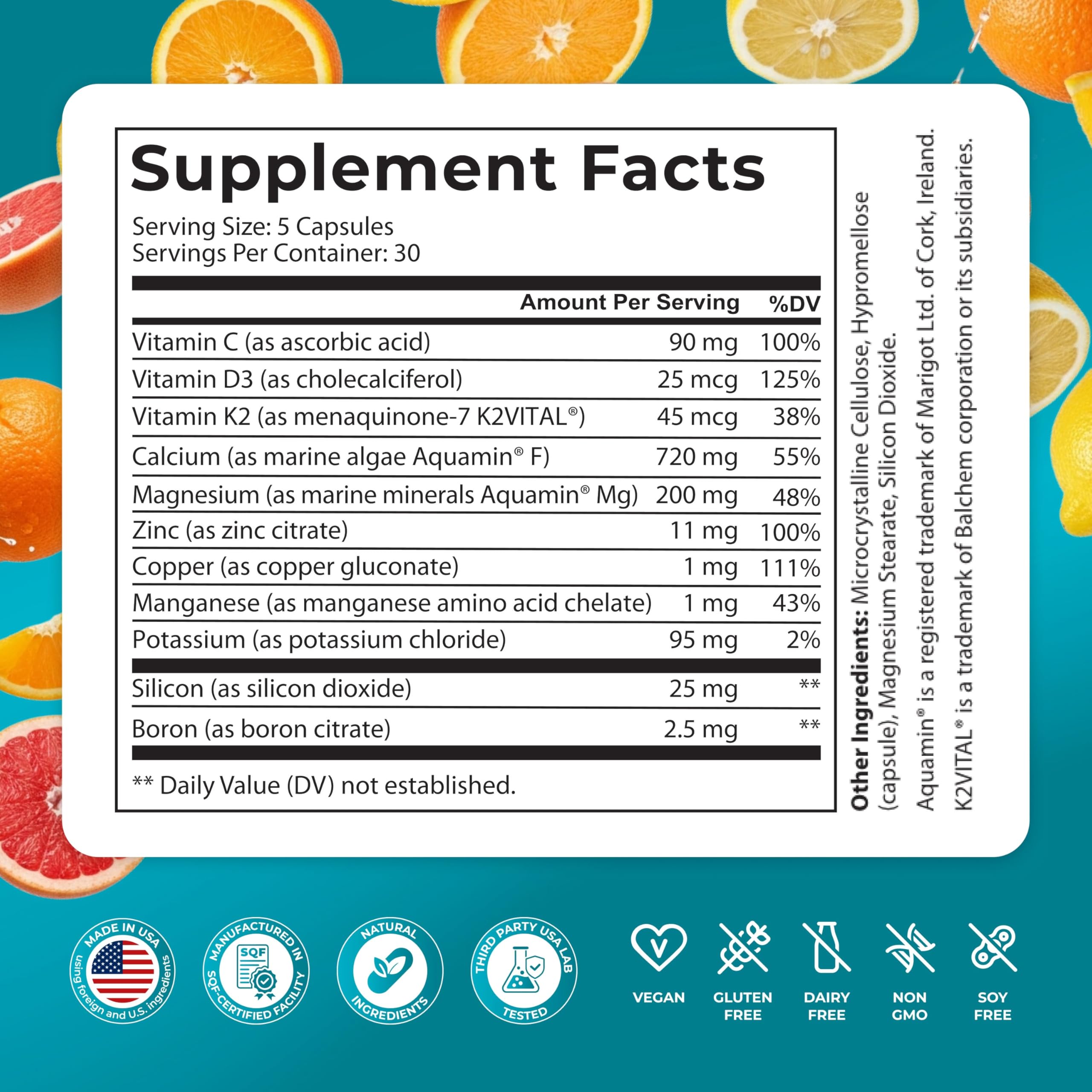 PUREHEALTH RESEARCH Bone Health Formula - for Bones, Joint & Skeletal Wellness - with Calcium, Magnesium, Zinc, Copper, Manganese, Potassium, Vitamin K2, D3, C & More for Women & Men - 150 Capsules PUREHEALTH RESEARCH Au supplements