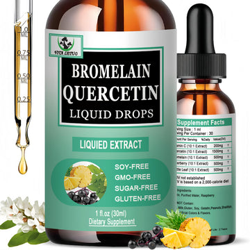 Quercetin Liquid Drops, Quercetin with Bromelain Elderberry Nettle Leaf Vitamin C Liquid Supplements, High Absorption Quercetin Liquid Drops for Women Men, Healthy Immune Antioxidant Support, Non-GMO Vita letuo Au supplements