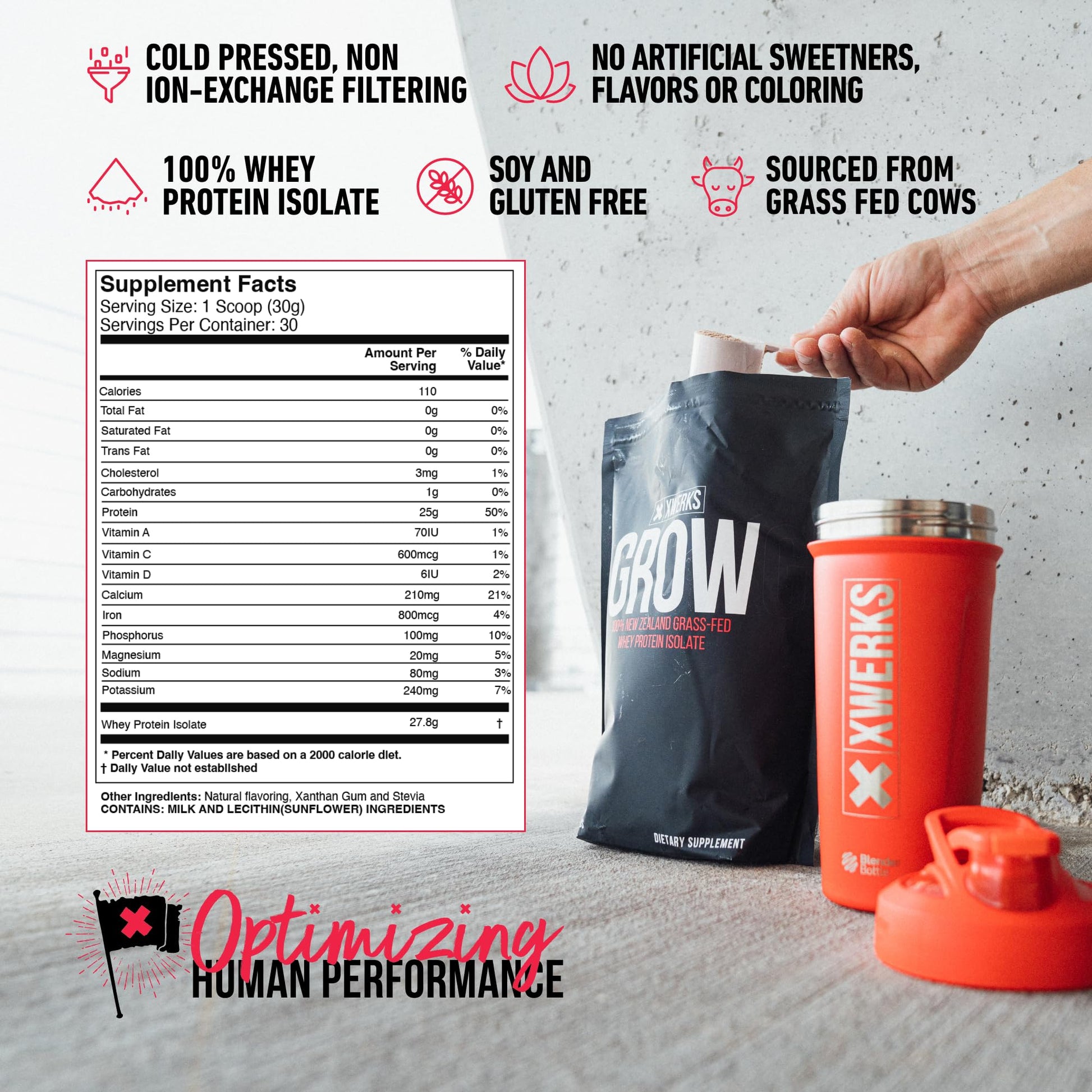 Xwerks Grow 100% New Zealand Grass-Fed Whey Protein - 25g of Pure Isolate Protein Xwerks Au supplements