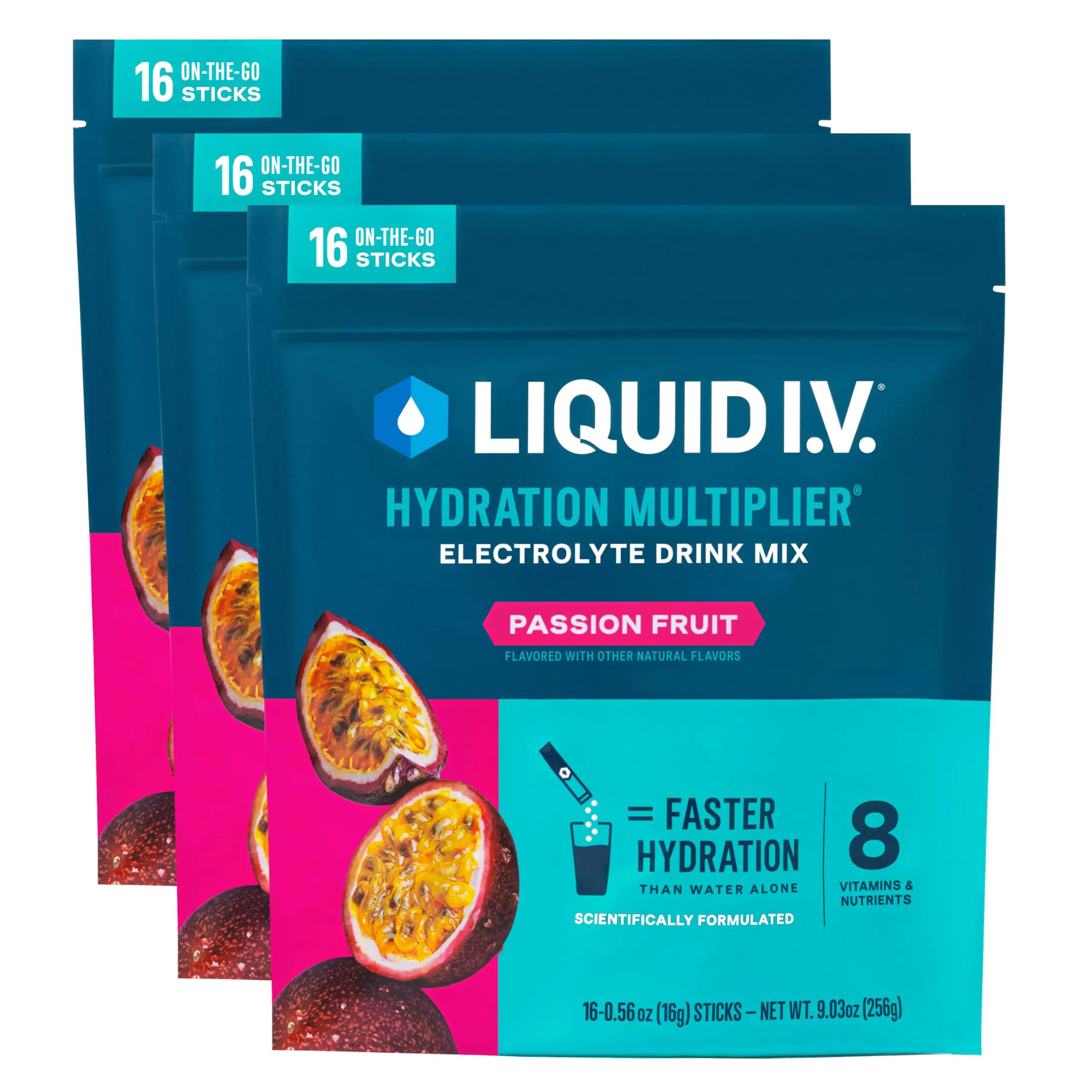 Liquid I.V.® Hydration Multiplier - Passion Fruit | Electrolyte Powder Drink Mix | 3 Pack (48 Servings) Liquid I.V. Au supplements