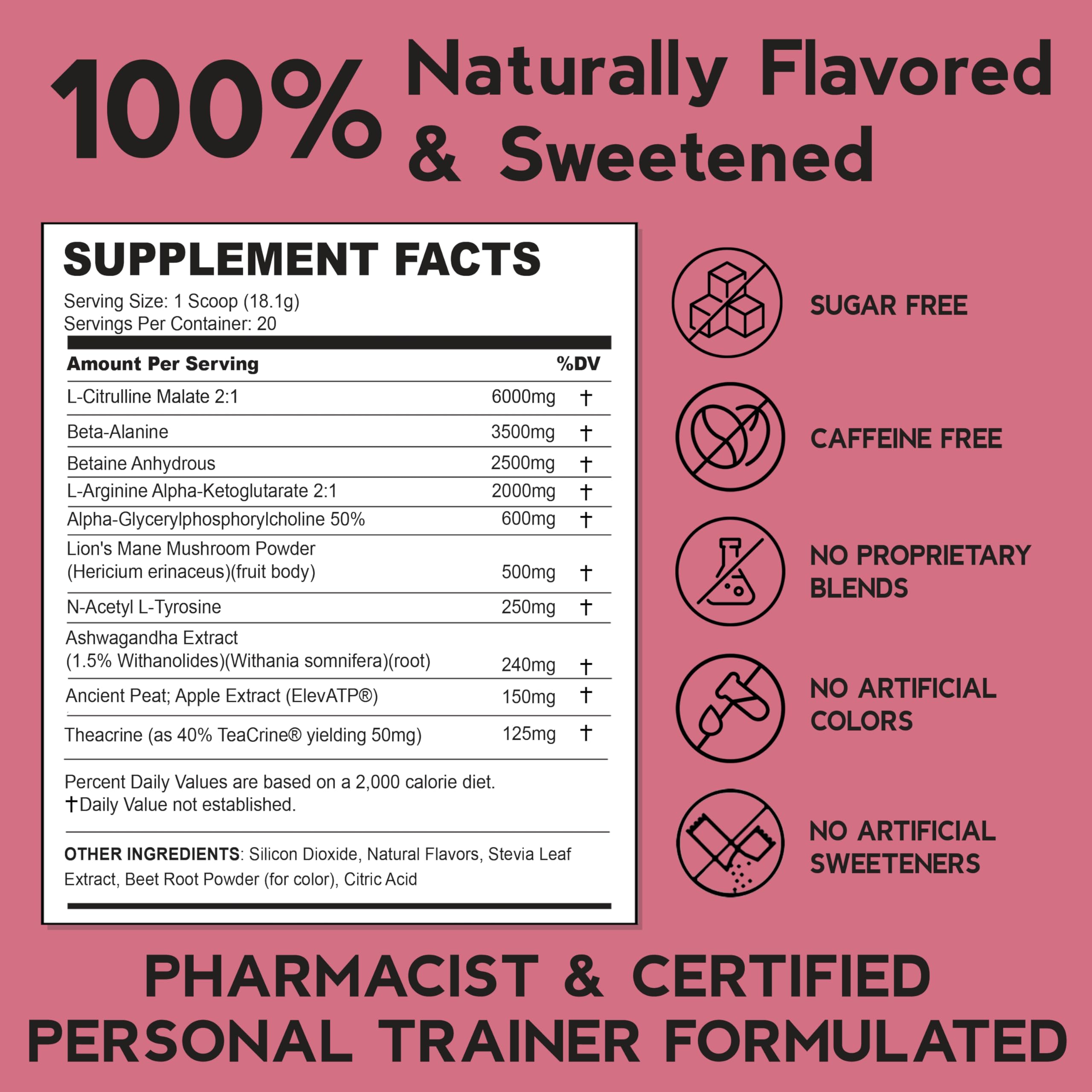 THENTIC Caffeine Free Pre Workout - Naturally Flavored & Sweetened Nootropic Non-Stim THENTIC Au supplements