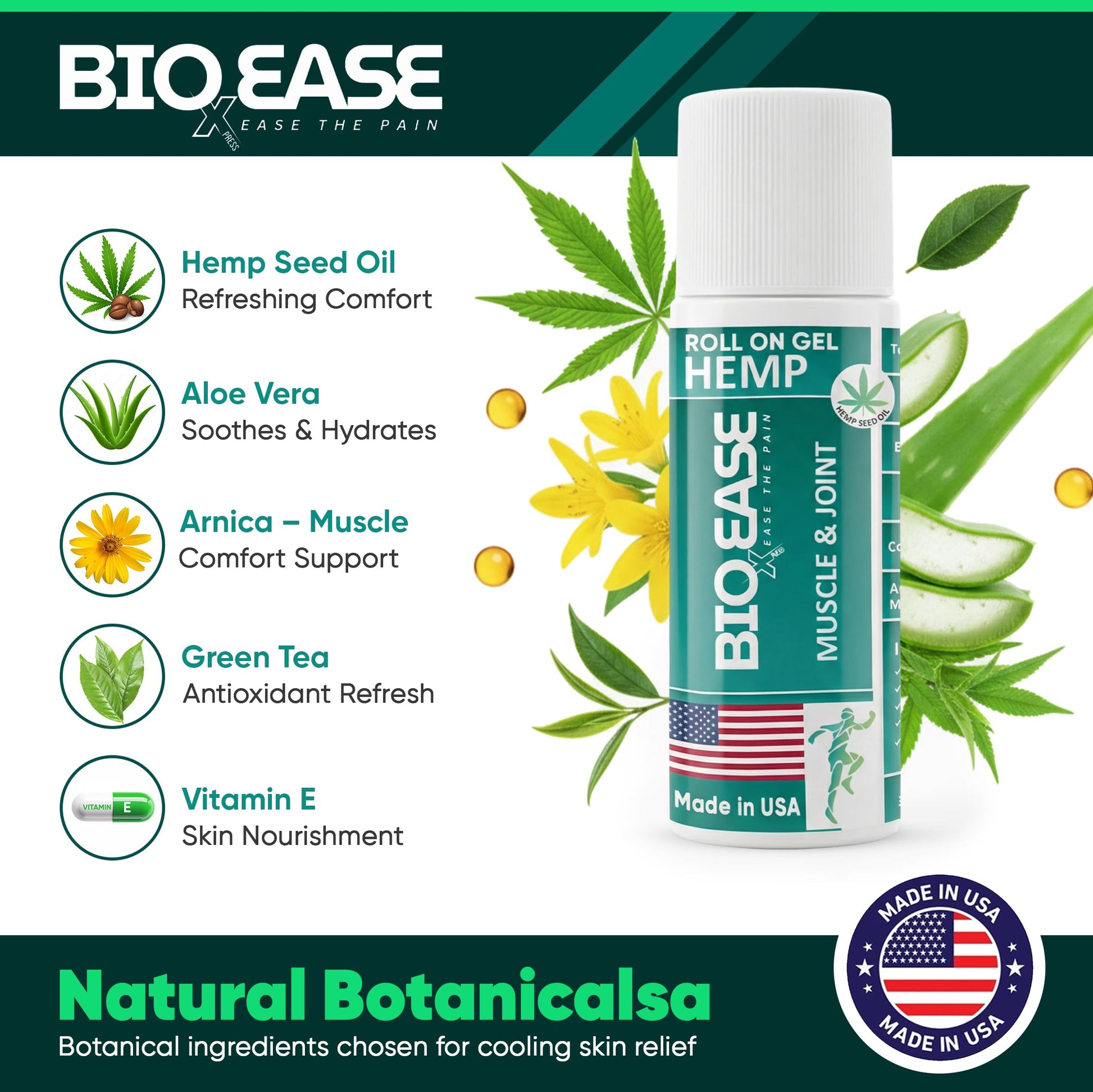 BioXPressEase Fast-Acting Hemp Pain Relief Roll On - Highly Effective, Cool & Topical Pain Relief Extra Strength for Muscle, Joint, & Back – Easy Roll On Maximum Strength - Made in USA BIOXPRESSEASE Au supplements