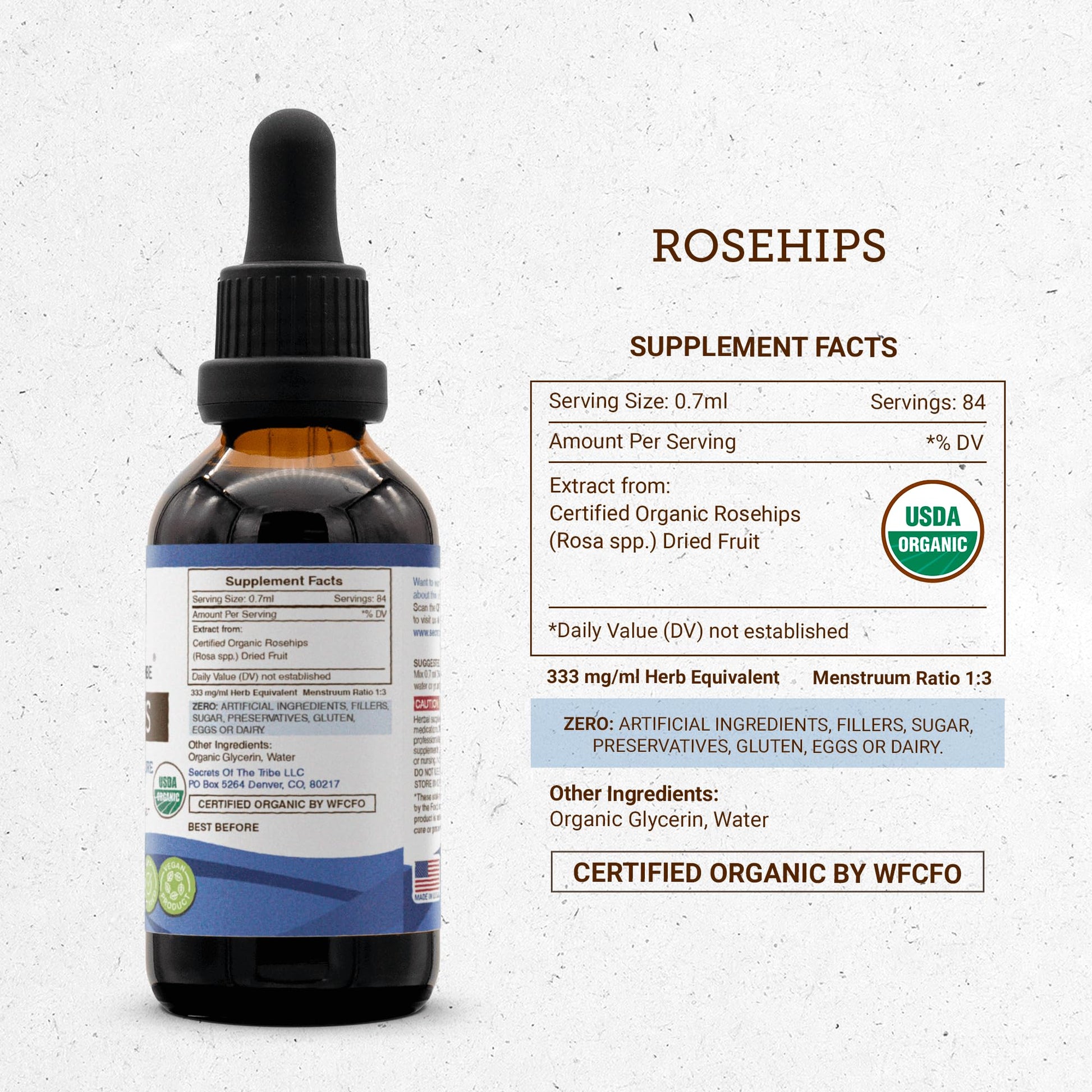 Secrets of the Tribe Rosehips USDA Organic | Alcohol-Free Extract, High-Potency Herbal Drops | Made from 100% Certified Organic Rosehips (Rosa spp.) Dried Fruit (2 oz) Secrets of the Tribe Au supplements