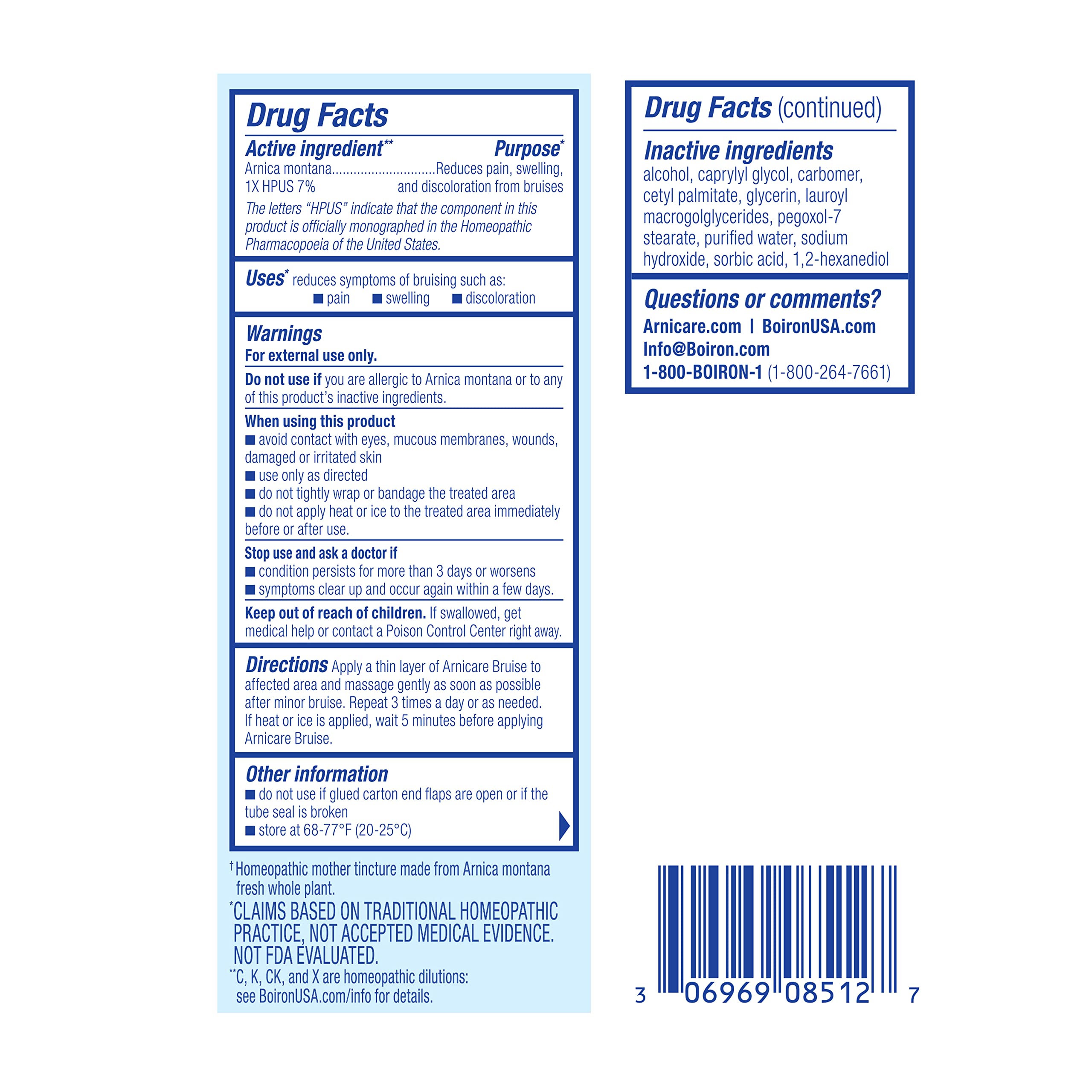 Boiron Arnicare Bruise Cream for Pain Relief from Bruising and Swelling or Discoloration from Injury - 1.4 oz Boiron Au supplements