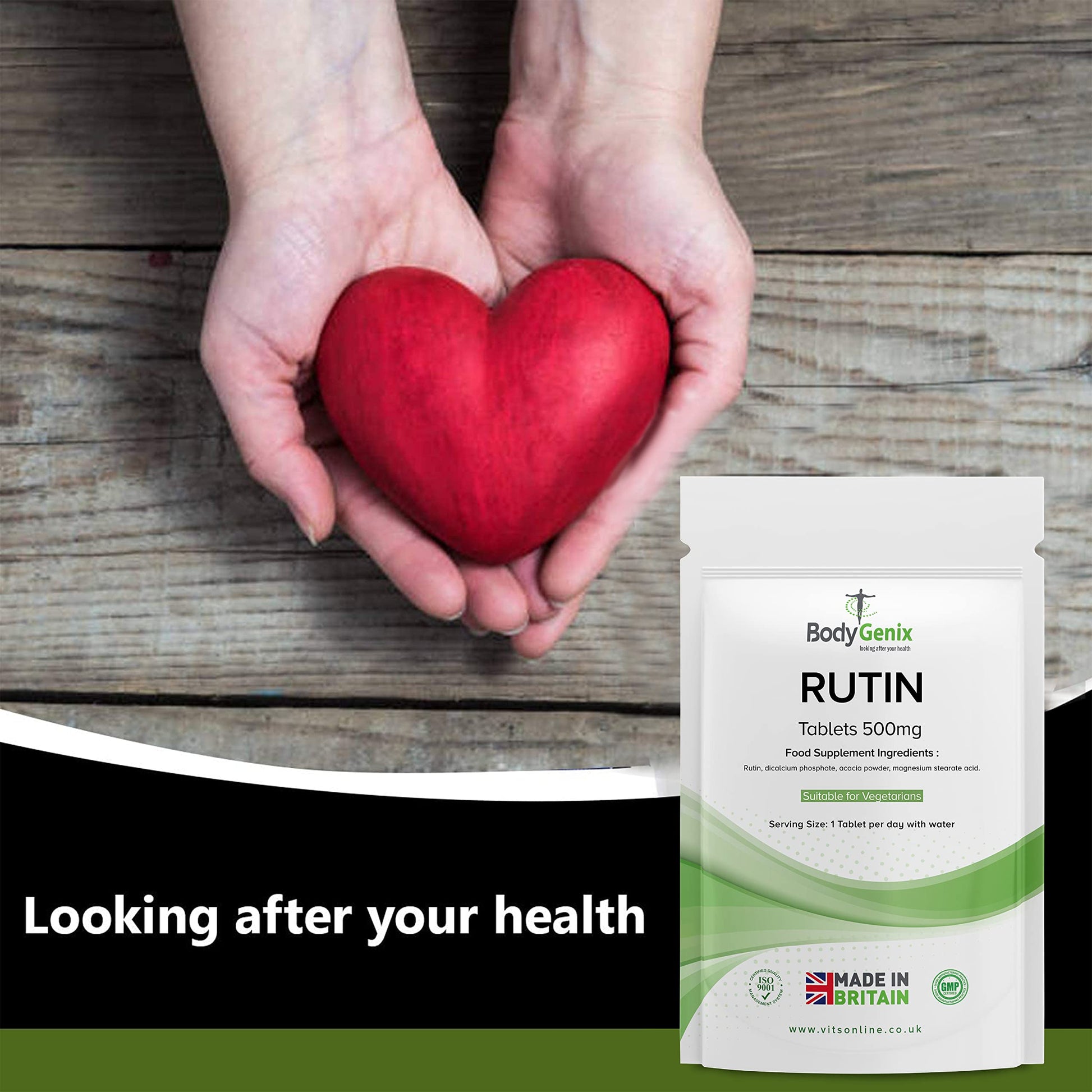 Bodygenix Rutin 500mg Tablets CAPILLARIES, VARICOSE Veins, Hemorrhoids Veg Friendly - UK Made (120) 4 Month Supply Bodygenix Au supplements