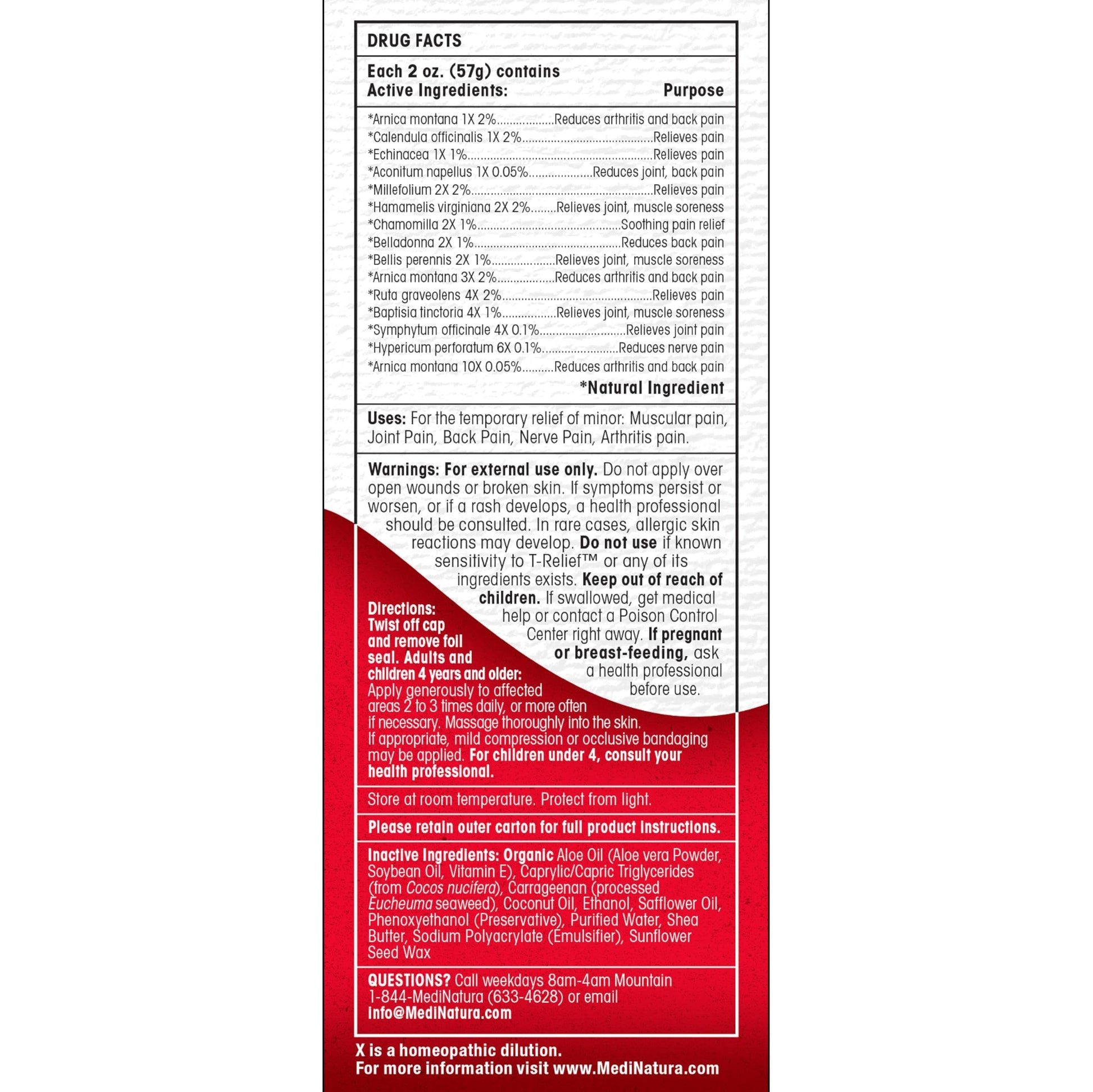 MediNatura T-Relief Extra Strength Discomfort Relief-Naturally-Soothing Cream That Supports Sore Joints-Stiffness & Body Ache Aid-Homeopathic Herbal Rub-Fast-Absorbing & Non-Sticky Lotion - 2 oz MediNatura Au supplements