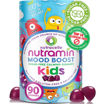 NUTRAMIN Kids Mood Boost Vegan Vitamin Gummy: Calming Magnesium Citrate Supplement for Children with Ashwagandha & Vitamin B Complex to Relax & Focus Nutracelle Au supplements