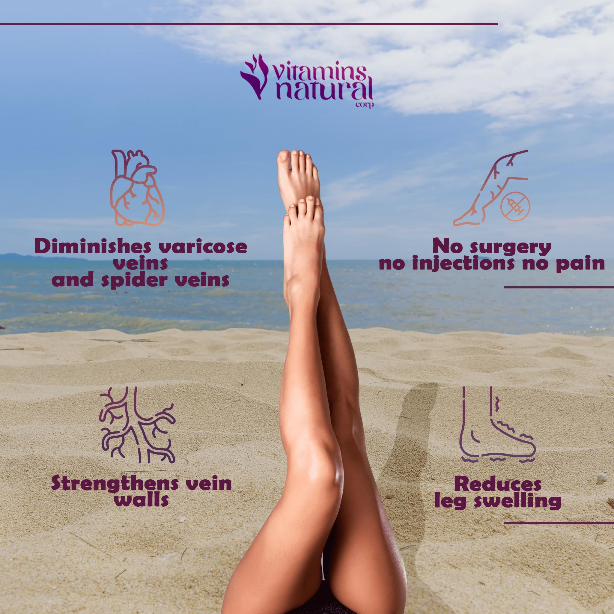 VITAMINS NATURAL CORP. CircuVeins Varicose Veins Support for Legs Capsules – Organic Vein Health Supplement with Horse Chestnut Grape Extract and Cayenne Pepper – 60 Capsules VITAMINS NATURAL CORP Au supplements