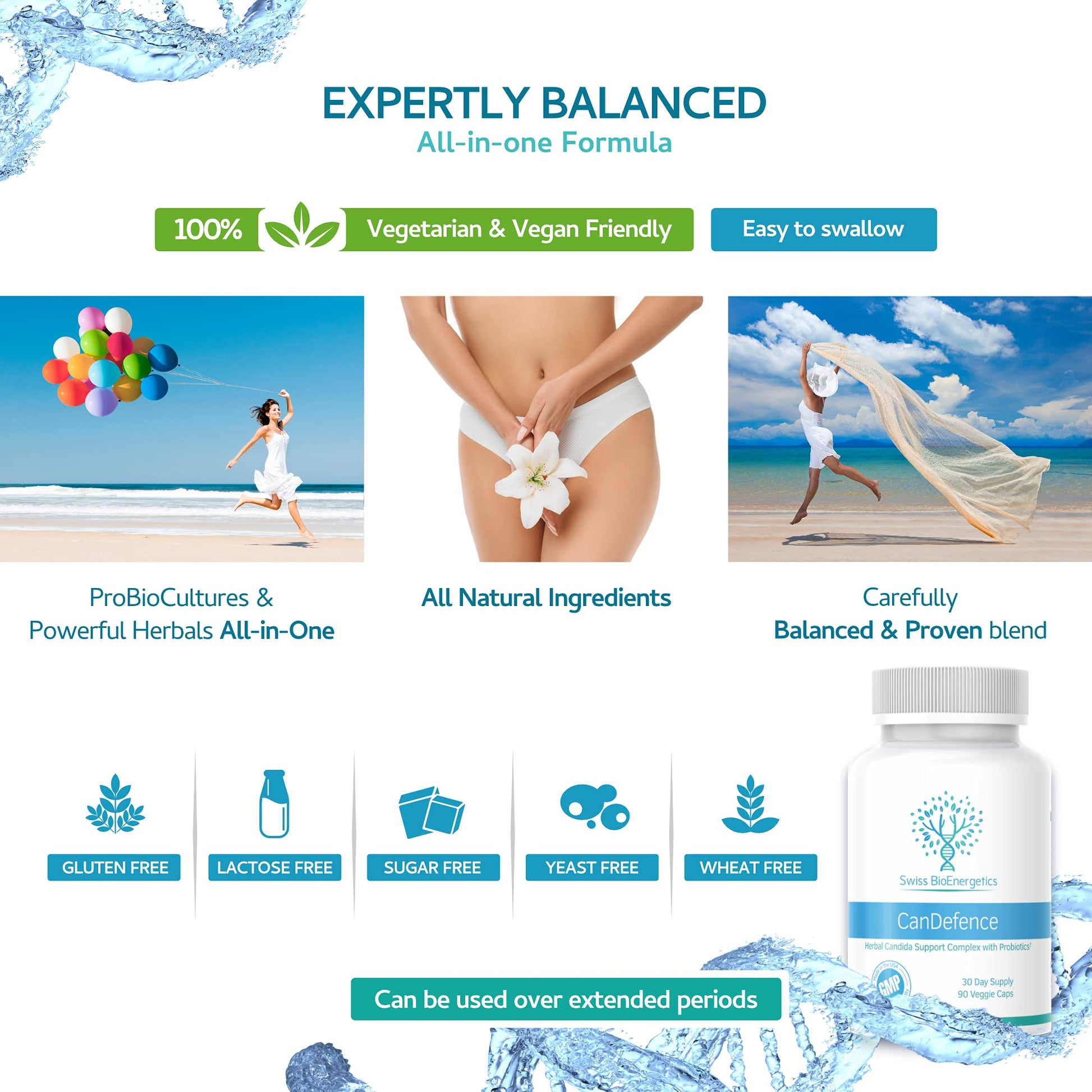 CanDefence - Candida Cleanse Ultimate Extra Strength All-in-ONE Formulation with Caprylic Acid, Probiotics and a synergistic Balance of 11 Different Botanicals - 90 Capsules swiss bioenergetics Au supplements