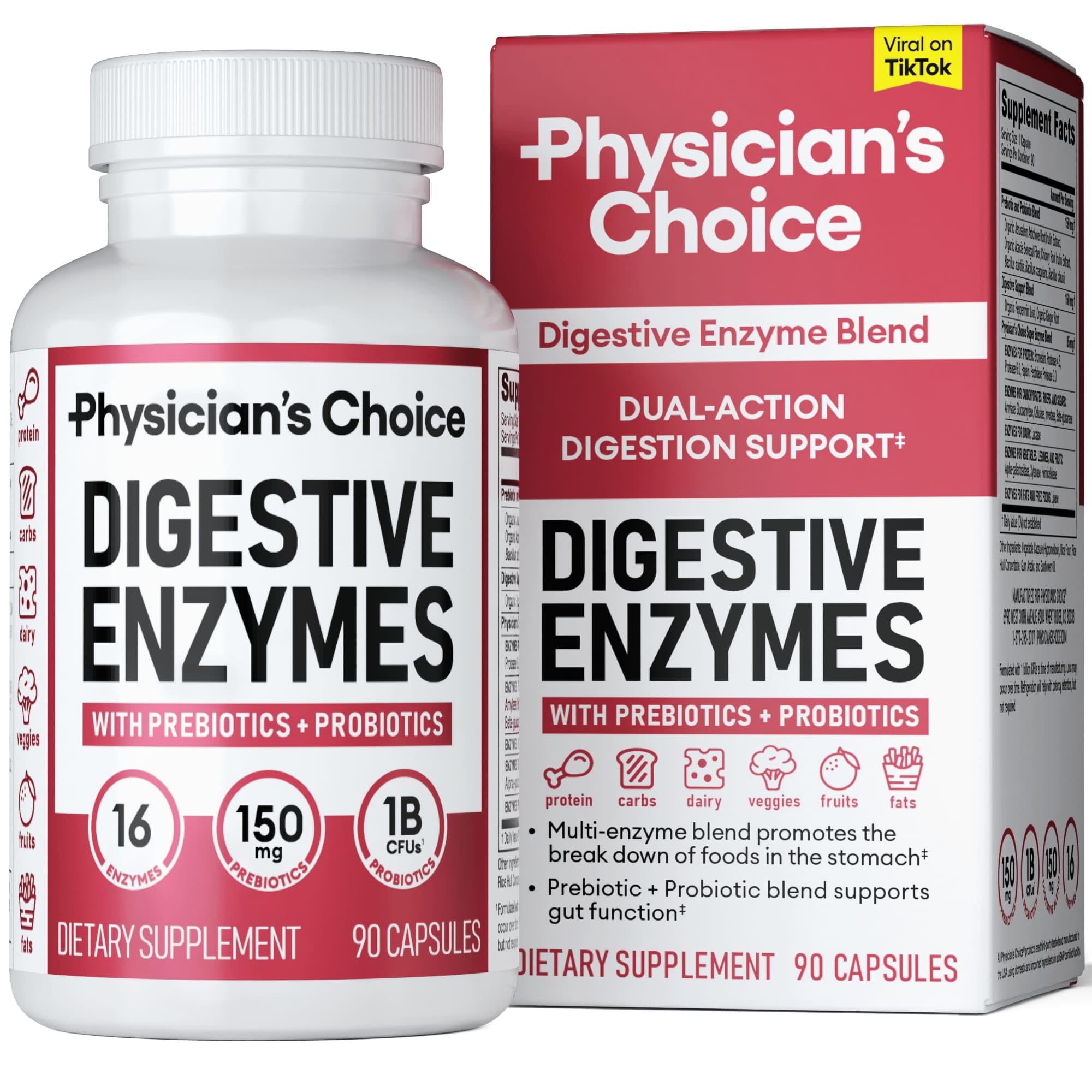 Physician's CHOICE Digestive Enzymes - Multi Enzymes, Organic Prebiotics & Probiotics Physician's CHOICE Au supplements