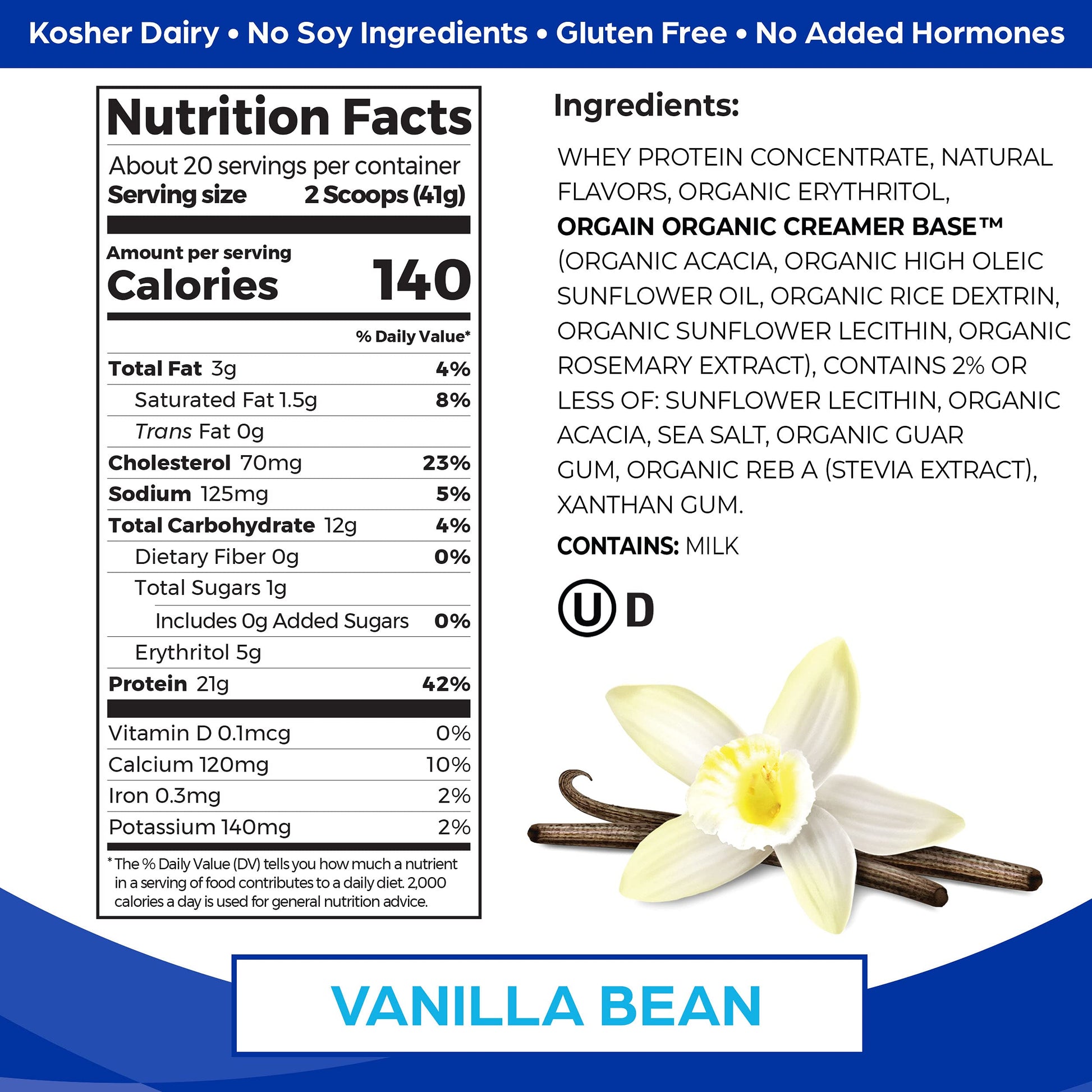 Orgain Whey Protein Powder, Vanilla Bean - 21g Grass Fed Dairy Protein, Gluten Free Orgain Au supplements