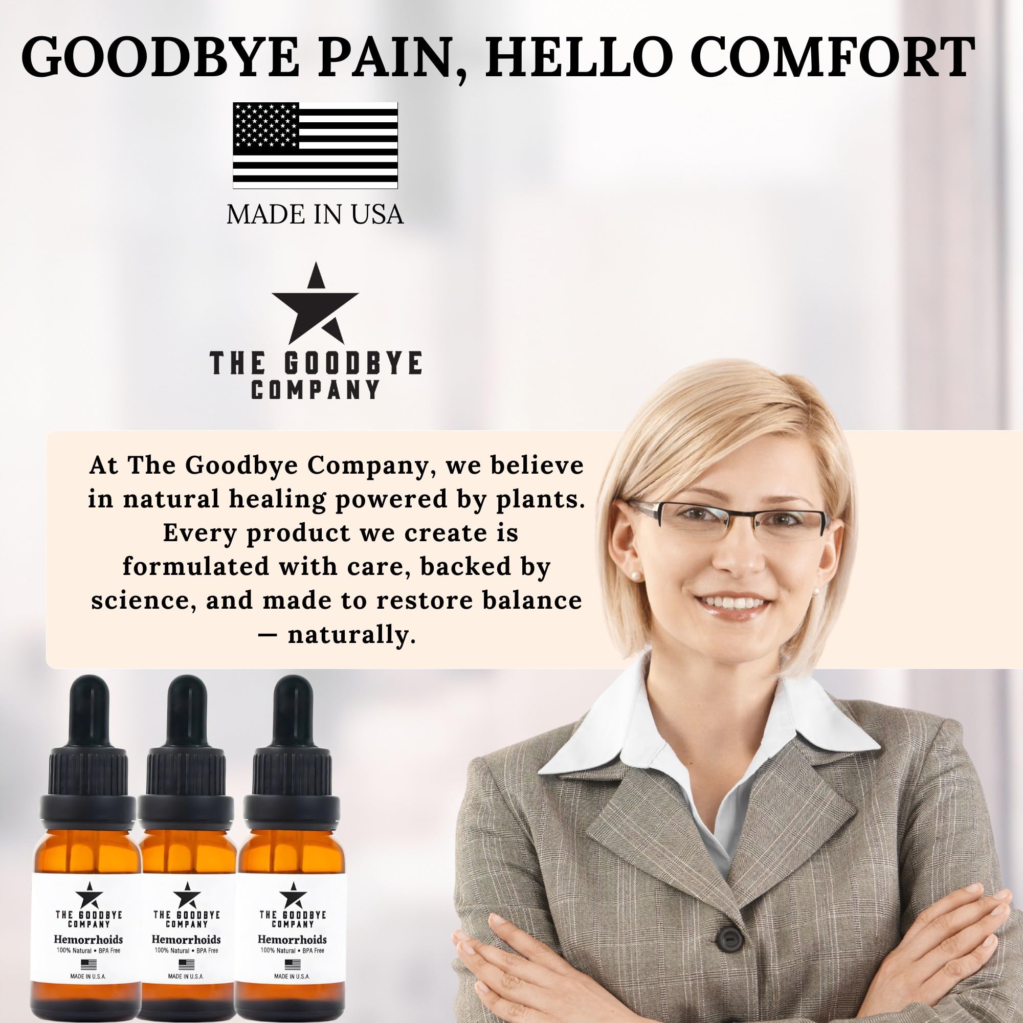 The Goodbye Company Organic Hemorrhoid Relief Serum - Natural Witch Hazel Treatment for Pain, Itch & Swelling - Internal External Soothing Formula - Vegan, USA Made, 15mL The Goodbye Company Au supplements