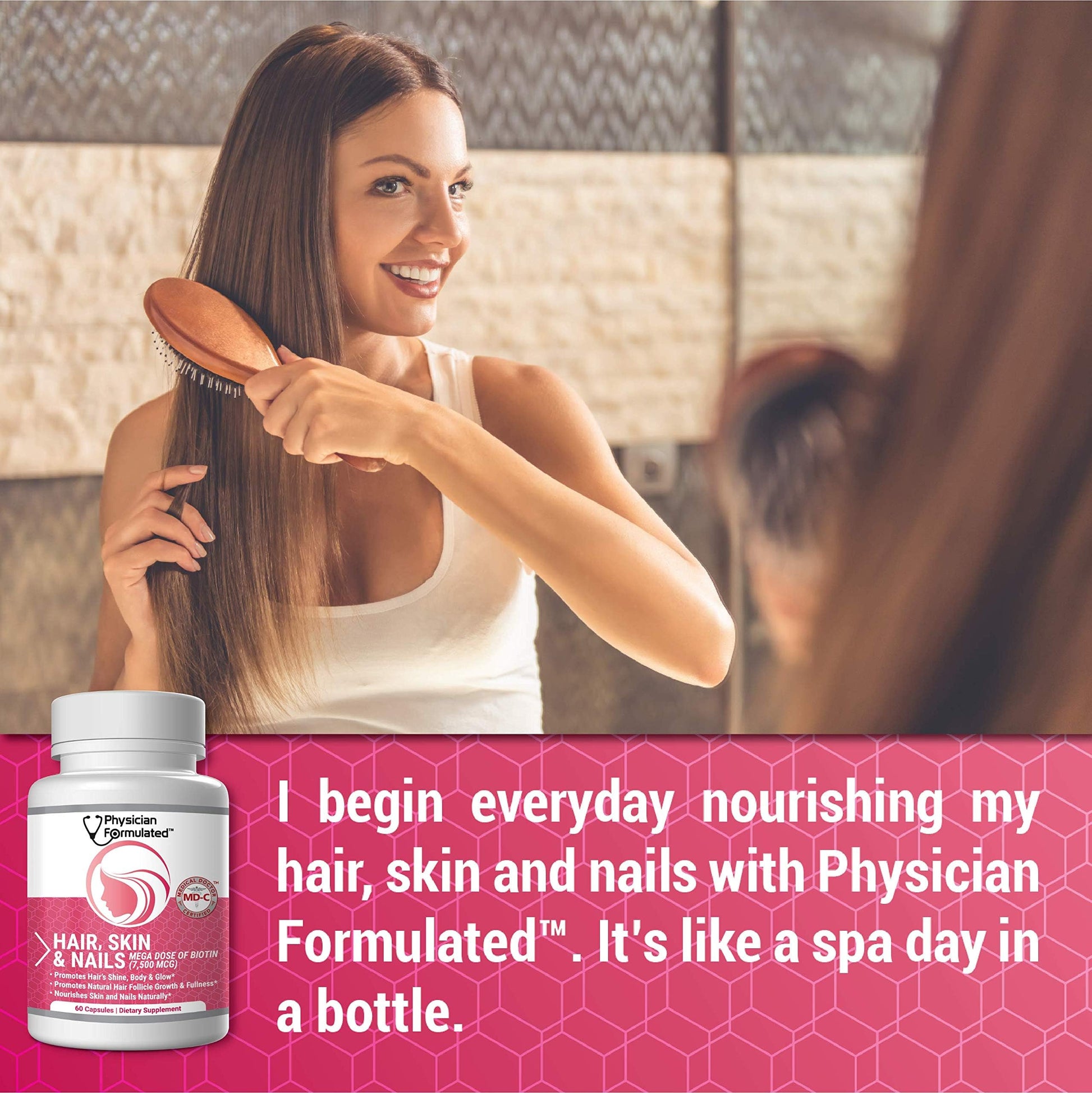 Physician Formulated Healthy Hair Skin and Nails Vitamins for Men and Women - 7500 mcg Biotin, Amino Acids, Collagen and Hyaluronic Acid - 60 Capsules Physician Formulated Au supplements