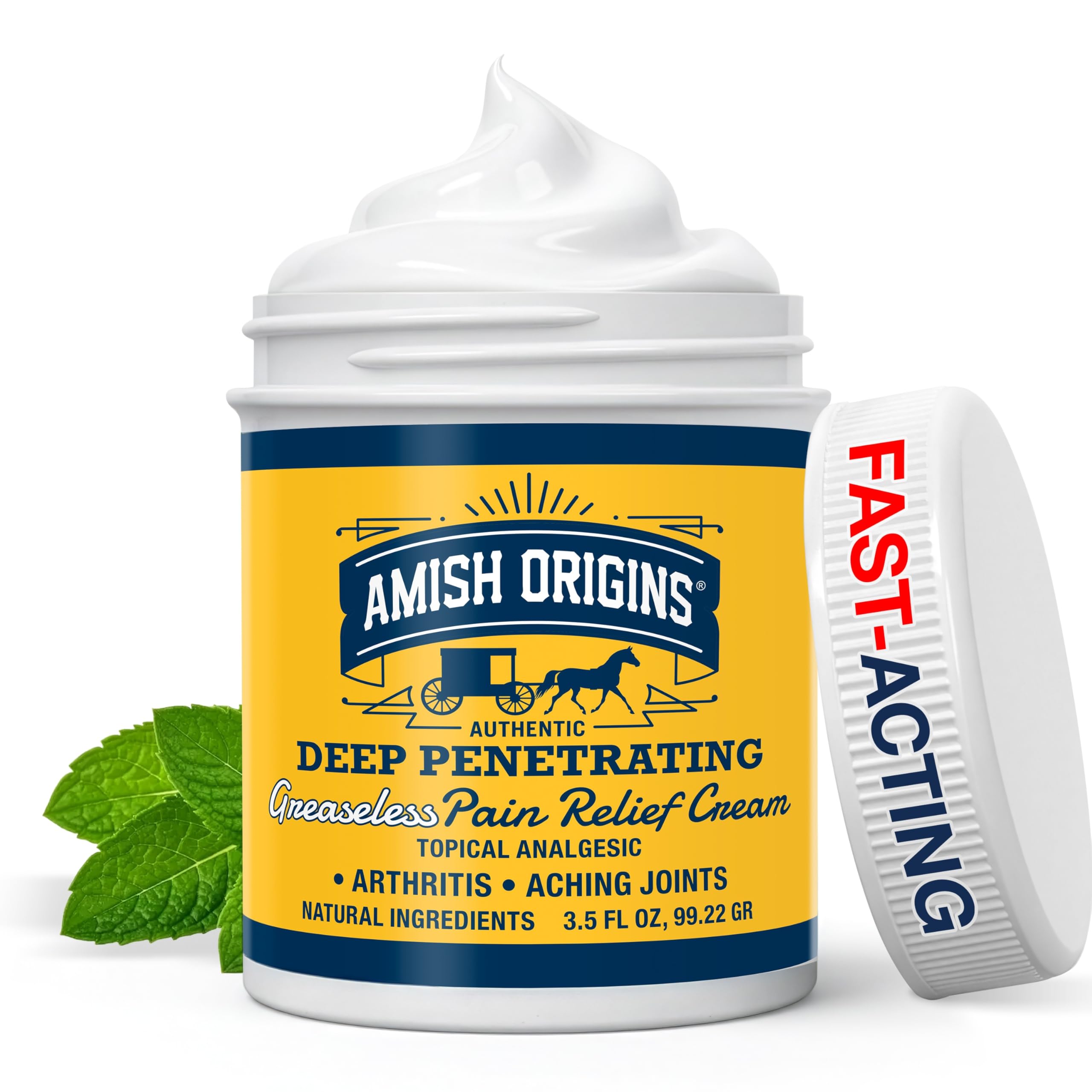 Amish Origins Arthritis Pain Relief Cream - 3.5 oz - Maximum Strength Deep Penetrating for Joint, Muscle, Knee, Back, Feet, Hand, Ankle, Aches, 1 Pack Amish Origins Au supplements