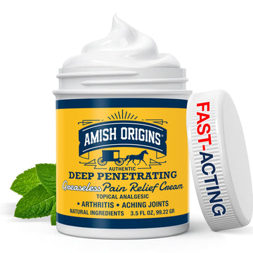Amish Origins Arthritis Pain Relief Cream - 3.5 oz - Maximum Strength Deep Penetrating for Joint, Muscle, Knee, Back, Feet, Hand, Ankle, Aches, 1 Pack Amish Origins Au supplements