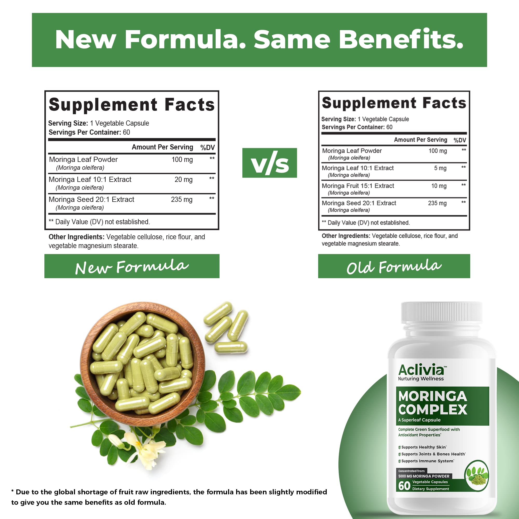 Aclivia - Moringa Complex - Maximum Strength Moringa Oleifera Leaf & Seed Supplement - Superfood Capsules with Antioxidant Properties - 5000mg - 60 Capsules Aclivia Au supplements