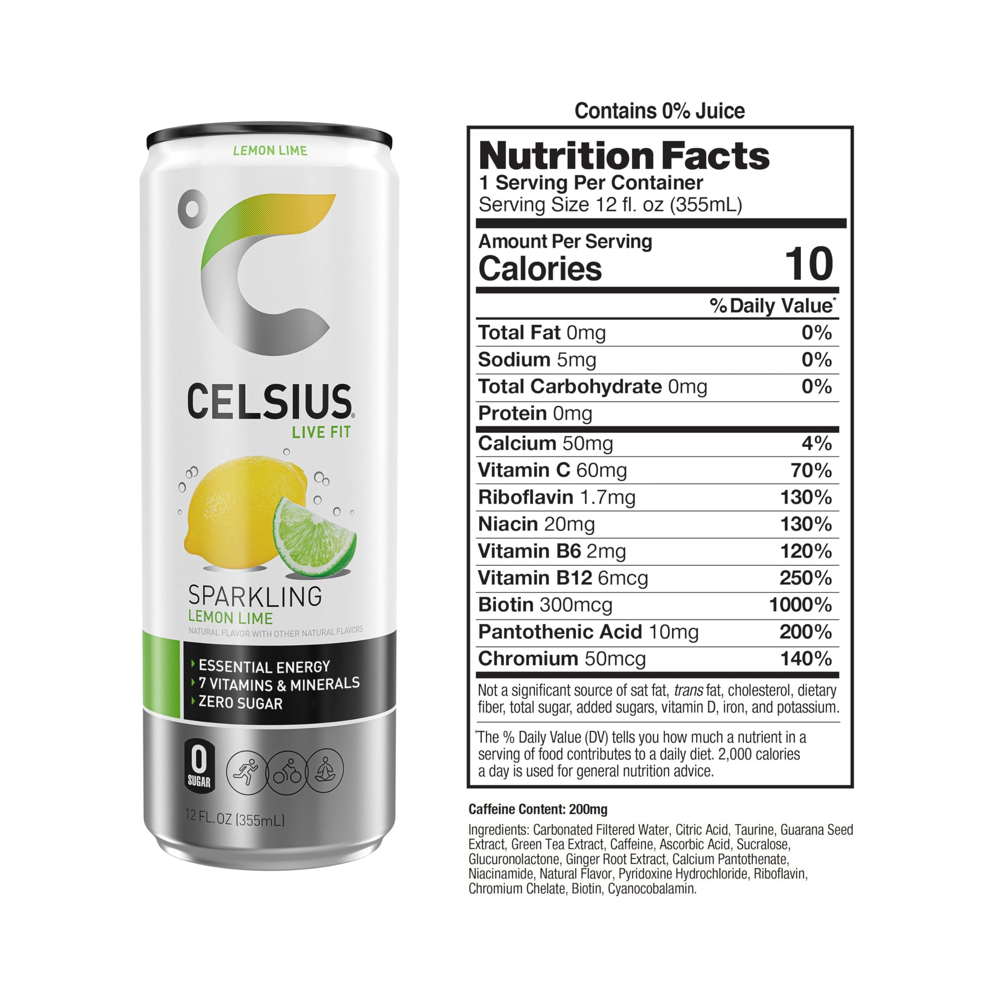 CELSIUS Sparkling Lemon Lime, Functional Essential Energy Drink, 12 Fl Oz (Pack of 12) CELSIUS Au supplements