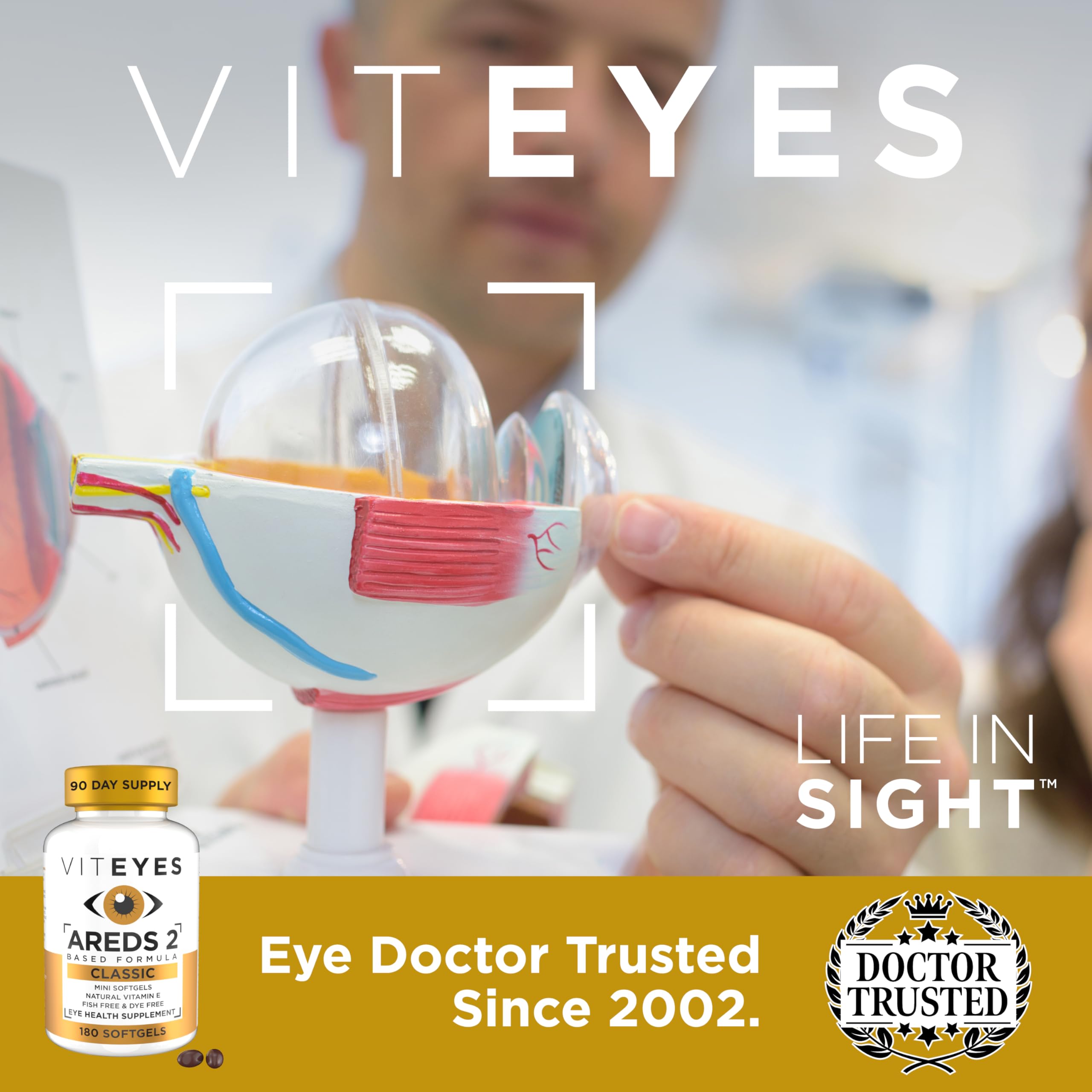 Viteyes AREDS 2 Classic Macular Health Formula Softgels, Eye Health Vitamin to Support Macular Health, Lower Zinc, Eye Vitamins, Macular Vitamins, Beta-Carotene Free, 180 Softgels Viteyes Au supplements