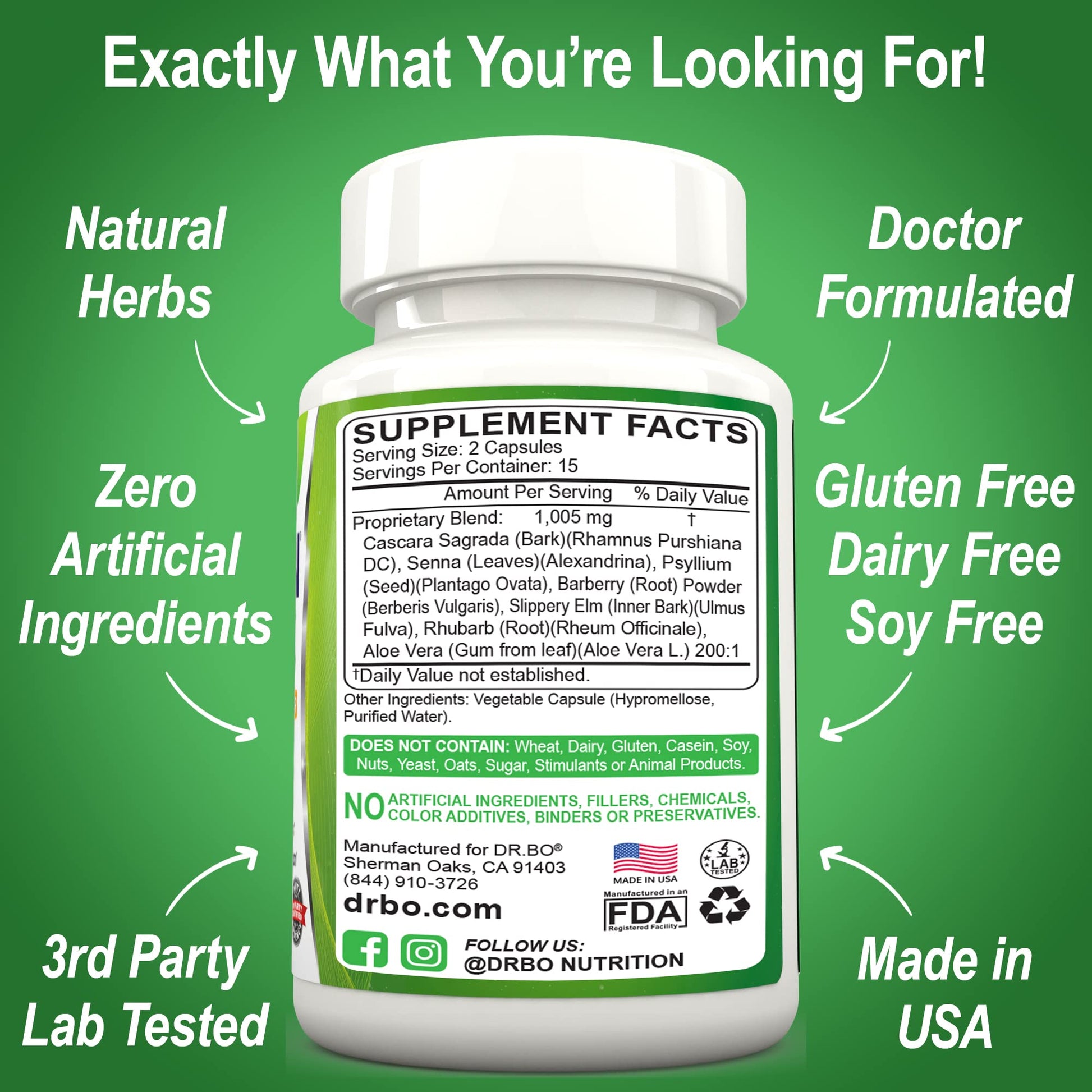 Colon Cleanse Detox Formula - Natural Bowel Cleanser Pills for Intestinal Bloating & Fast Digestive DR. BO Au supplements