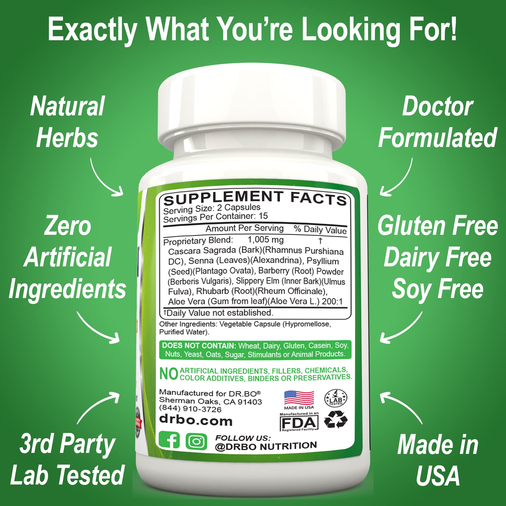 Colon Cleanse Detox Formula - Natural Bowel Cleanser Pills for Intestinal Bloating & Fast Digestive DR. BO Au supplements