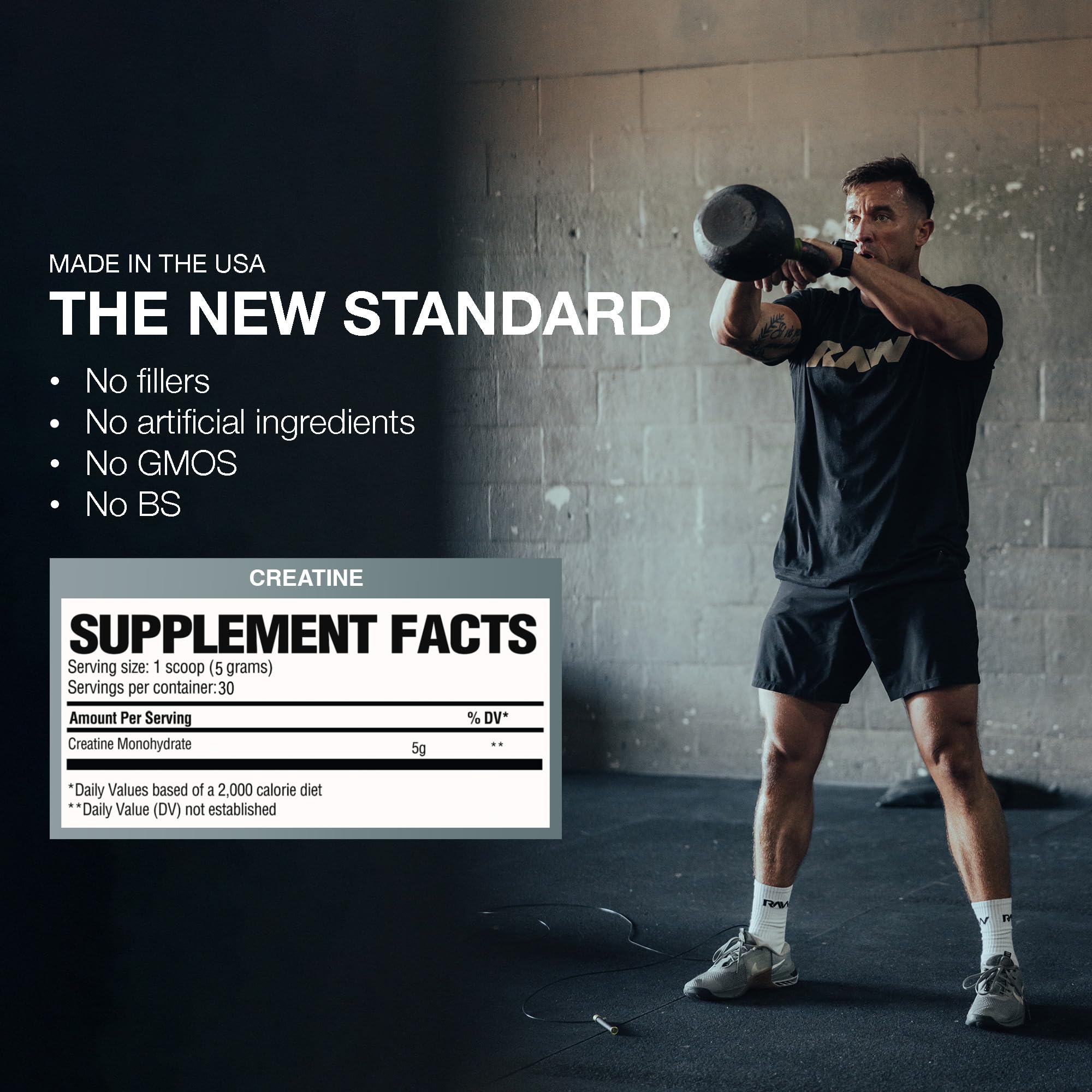 RAW Nutrition Creatine Monohydrate Powder, Unflavored (30 Servings) - Micronized Creatine Monohydrate Supplement for Workout Performance, Build Muscle & Strength - Creatine Powder for Men & Women RAW Au supplements