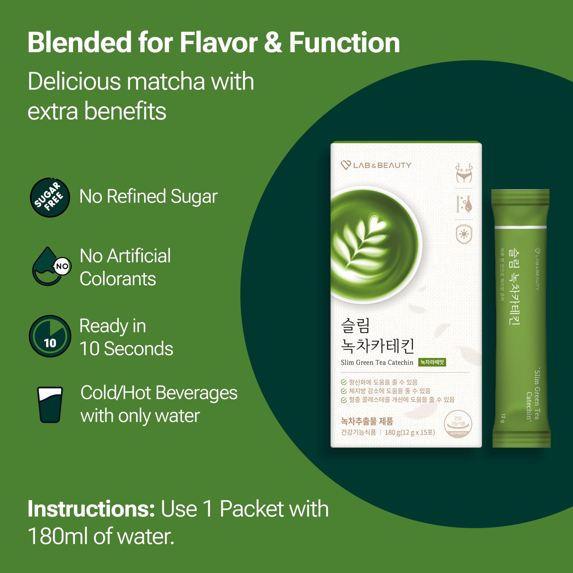 Slim Green Tea Catechin - Matcha Latte Flavor - 15 Pack - Supports Healthy Weight JAYU Au supplements