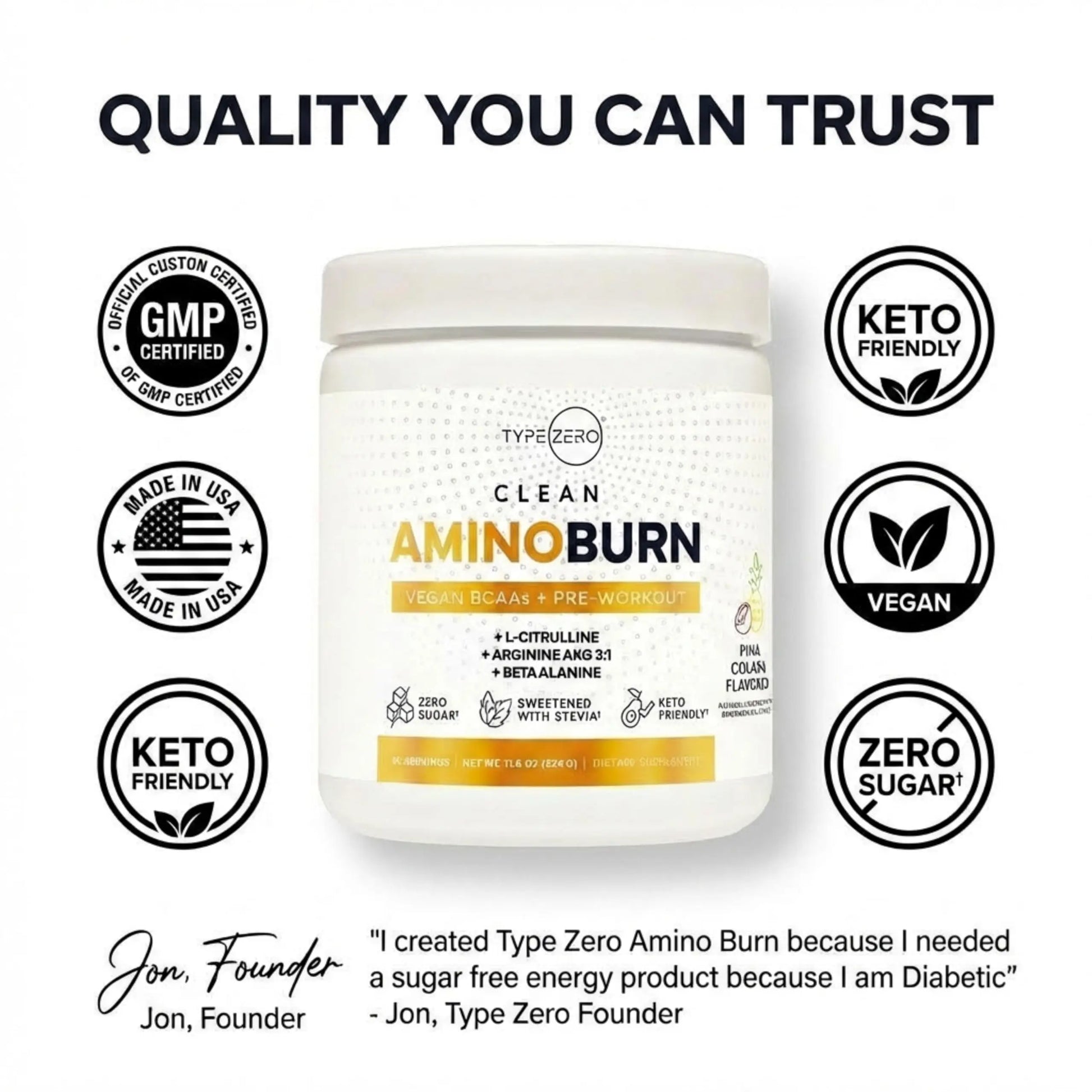 Type Zero Amino Burn Vegan BCAAs + Pre-Workout (Pina Colada Flavored) Type Zero Au supplements
