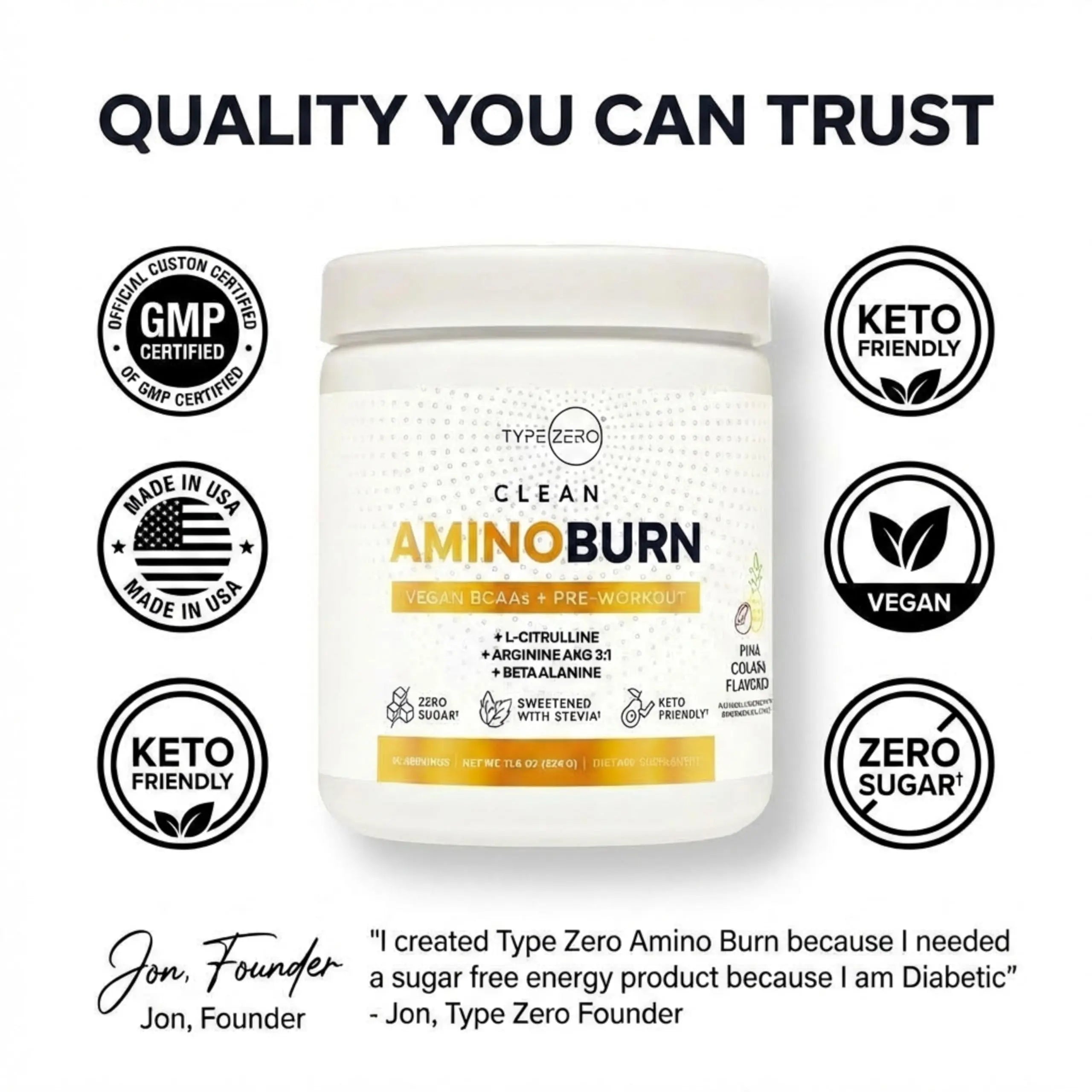 Type Zero Amino Burn Vegan BCAAs + Pre-Workout (Pina Colada Flavored) Type Zero Au supplements