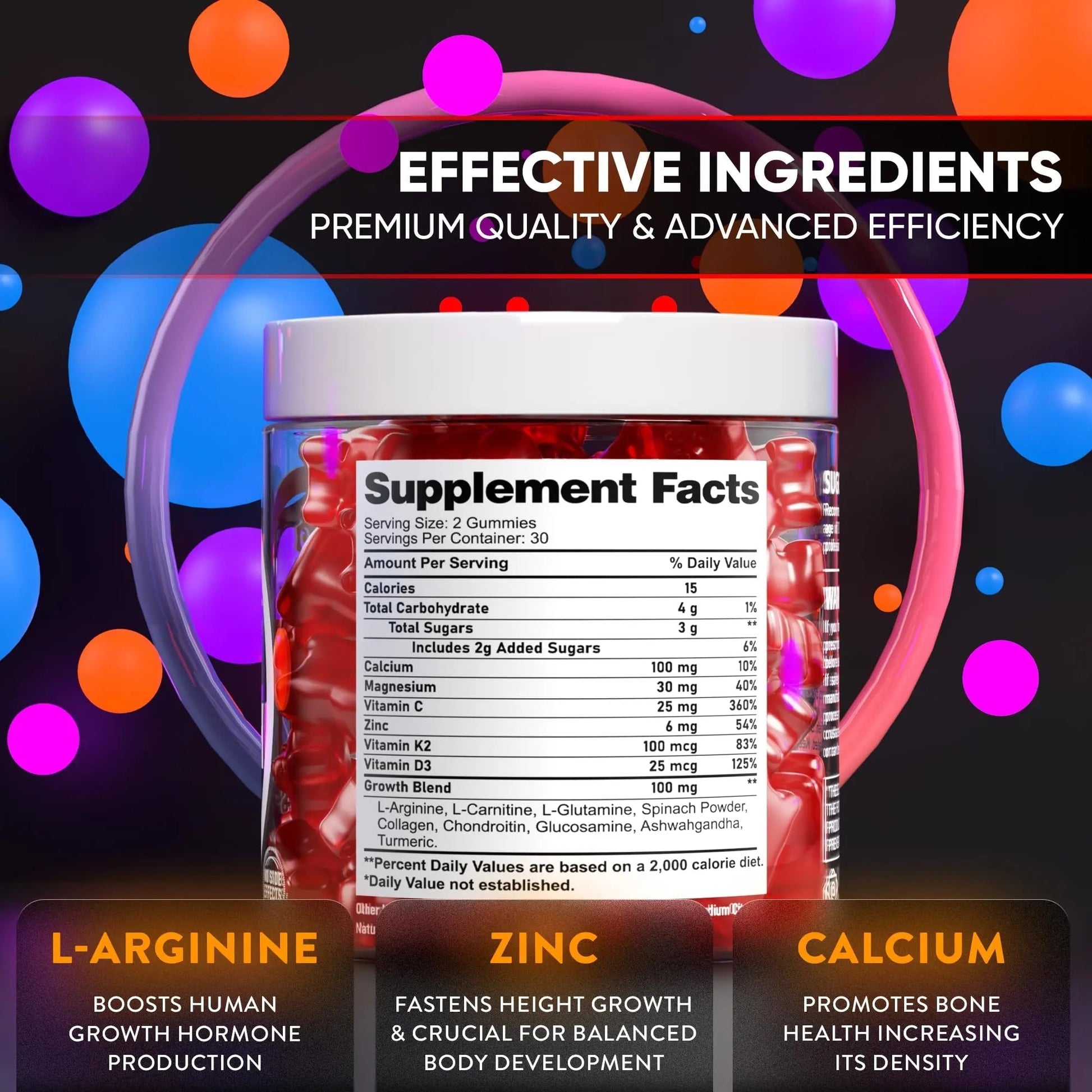 BIOTEQUELAB Height Growth Increase Gummies Vitamins, Grow Tall Supplement, Calcium, Magnesium, Zinc, Ashwagandha BTQ BIOTEQUE LAB Au supplements