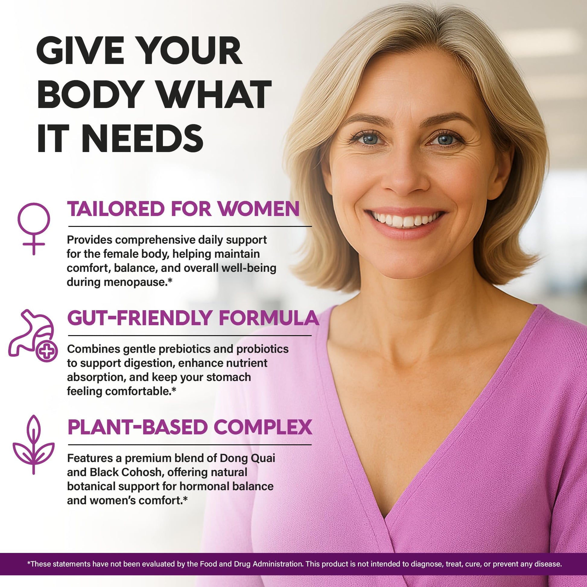 Menopause Supplements for Women - Dong Quai, Black Cohosh, Pre & Probiotics - Sweats & Hot Flashes Relief - Digestion, Sleep & Mood Support - 25-in-1 Perimenopause Complex - Made in USA - 60 Capsules NUTRAHARMONY Au supplements