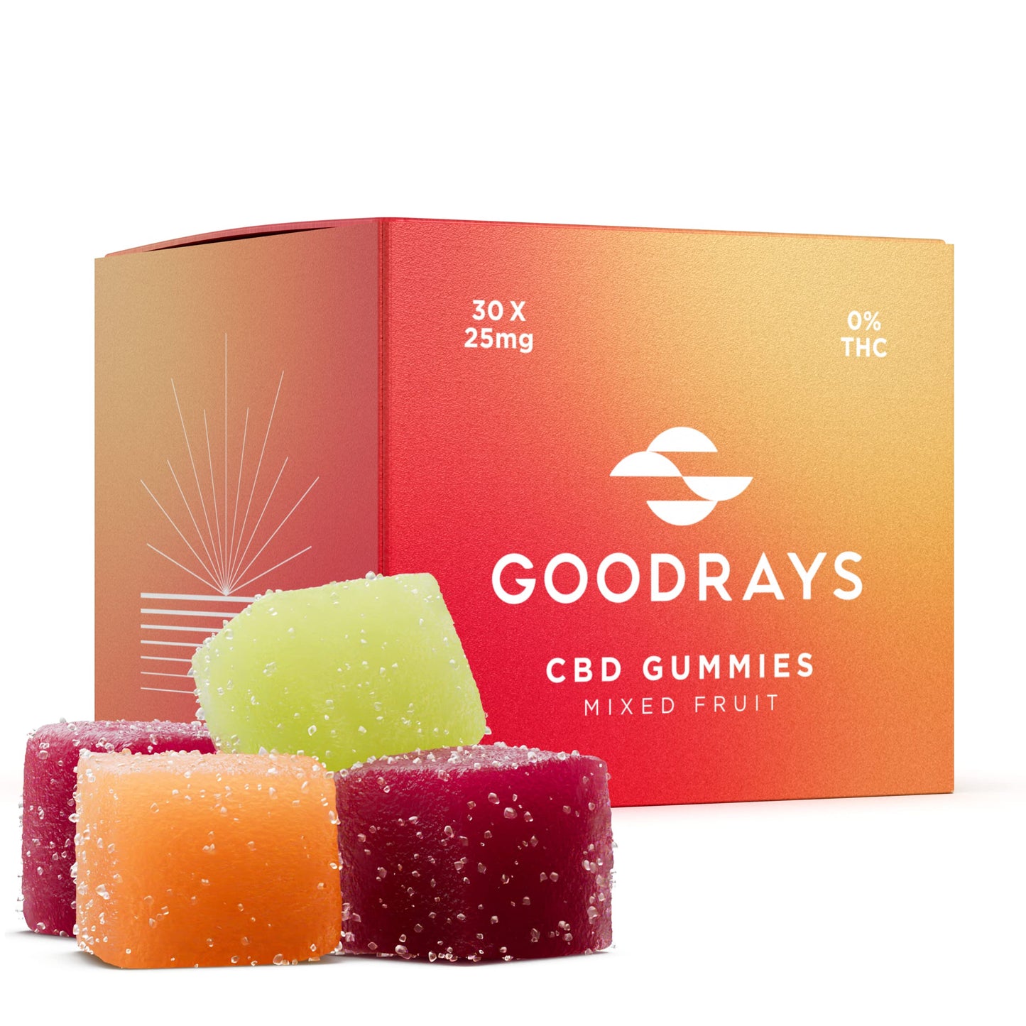 Goodrays - CBD Gummies - High Strength 30 x 25mg Mixed Fruits CBD Edibles GoodraysUS supplements