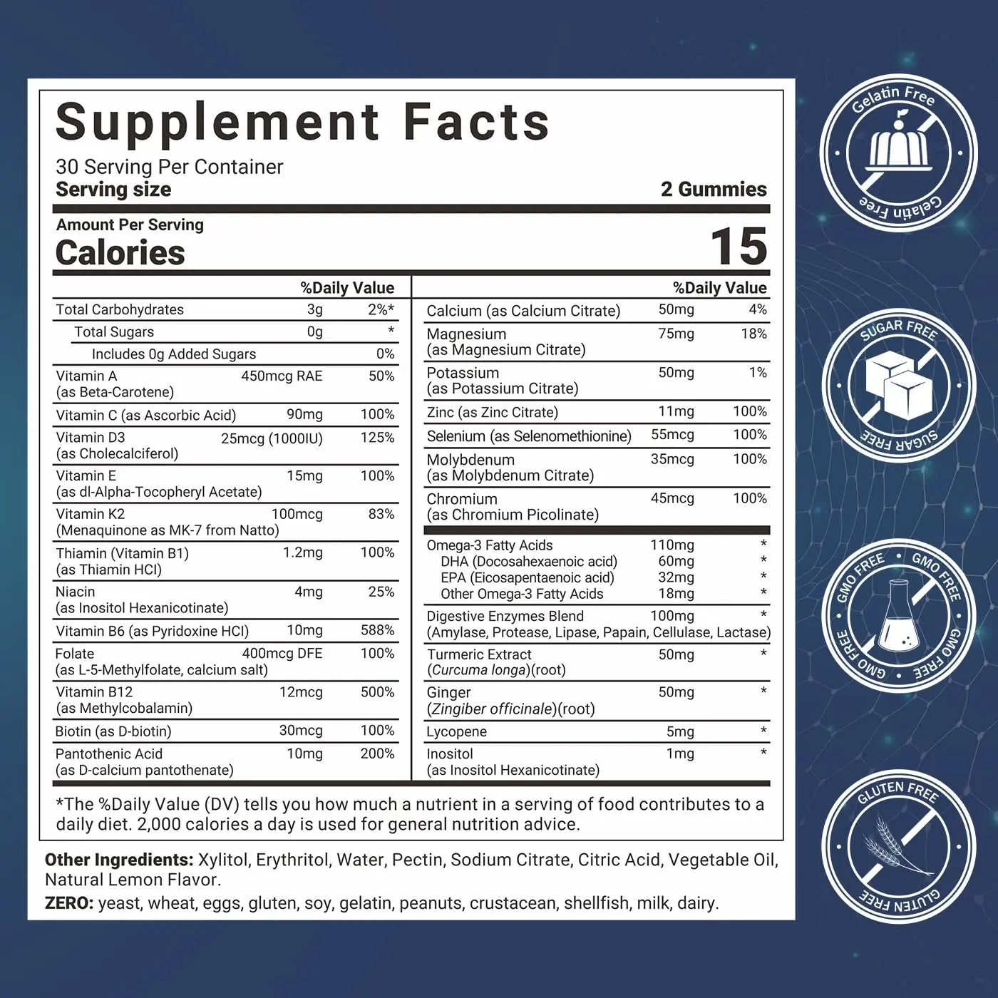 Mens Multivitamins Gummies, Methylated Multivitamin with Vitamins A C D K E, B Complex, Omega-3, Digestive Enzymes, Lycopene Wiszeen Au supplements