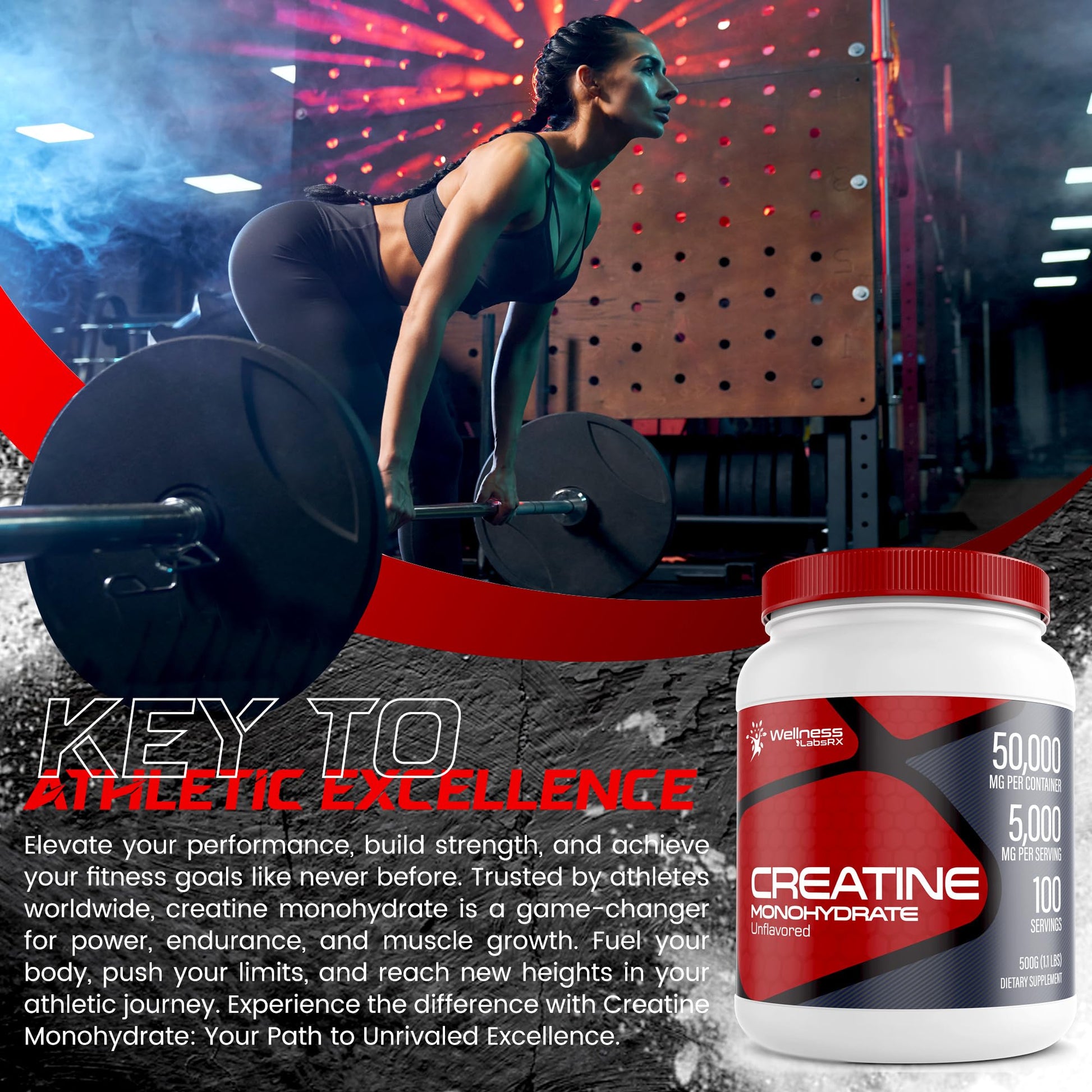 Creatine Monohydrate Powder - 5000mg Micronized for Muscle Growth, Enhanced WELLNESS LABSRX Au supplements