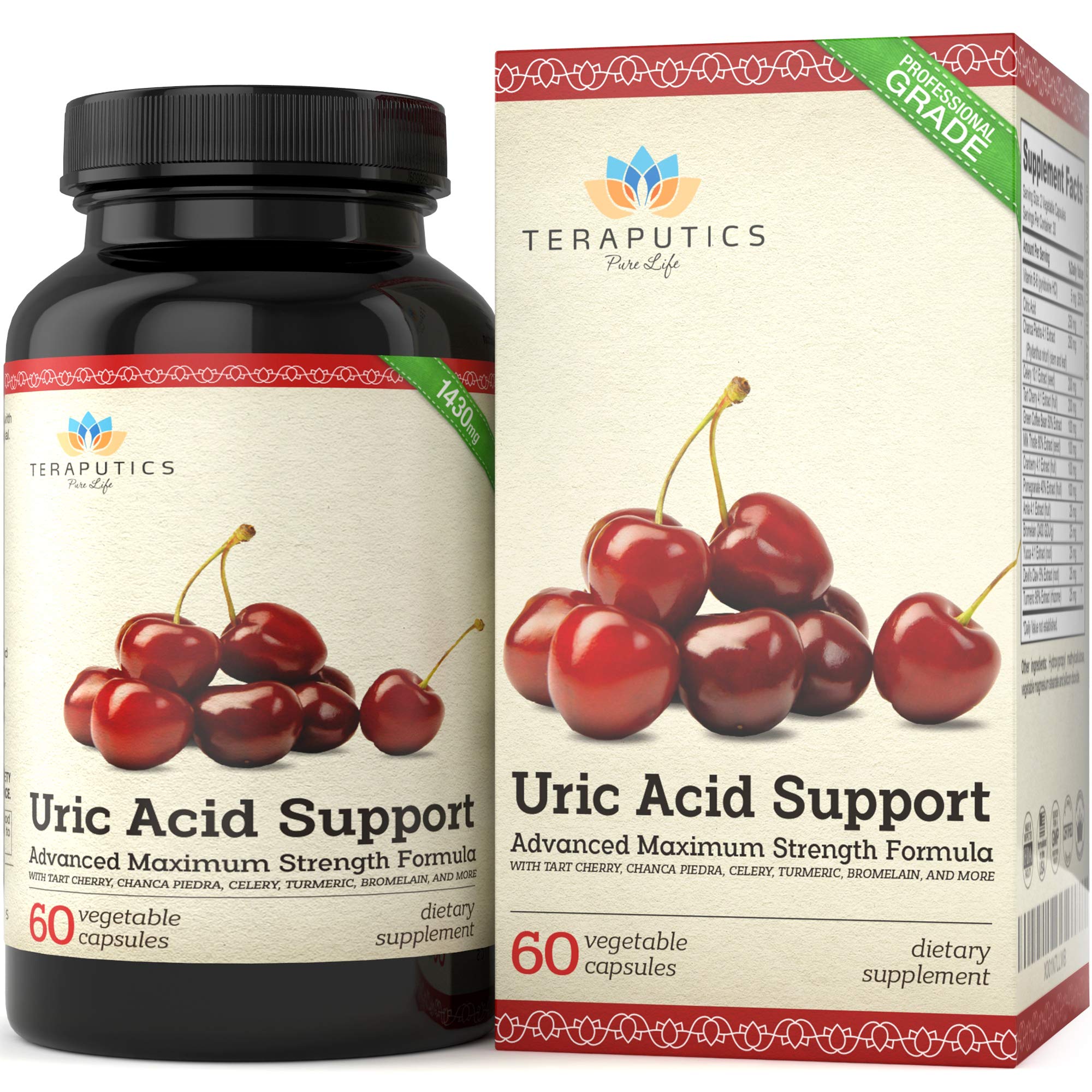 Uric Acid Support Formula | Advanced Uric Acid Cleanse & Kidney Support Supplement - Includes Tart Cherry Concentrate, Celery Seed Extract + 12 More High Potency Ingredients, 60 Veggie Capsules Teraputics Au supplements