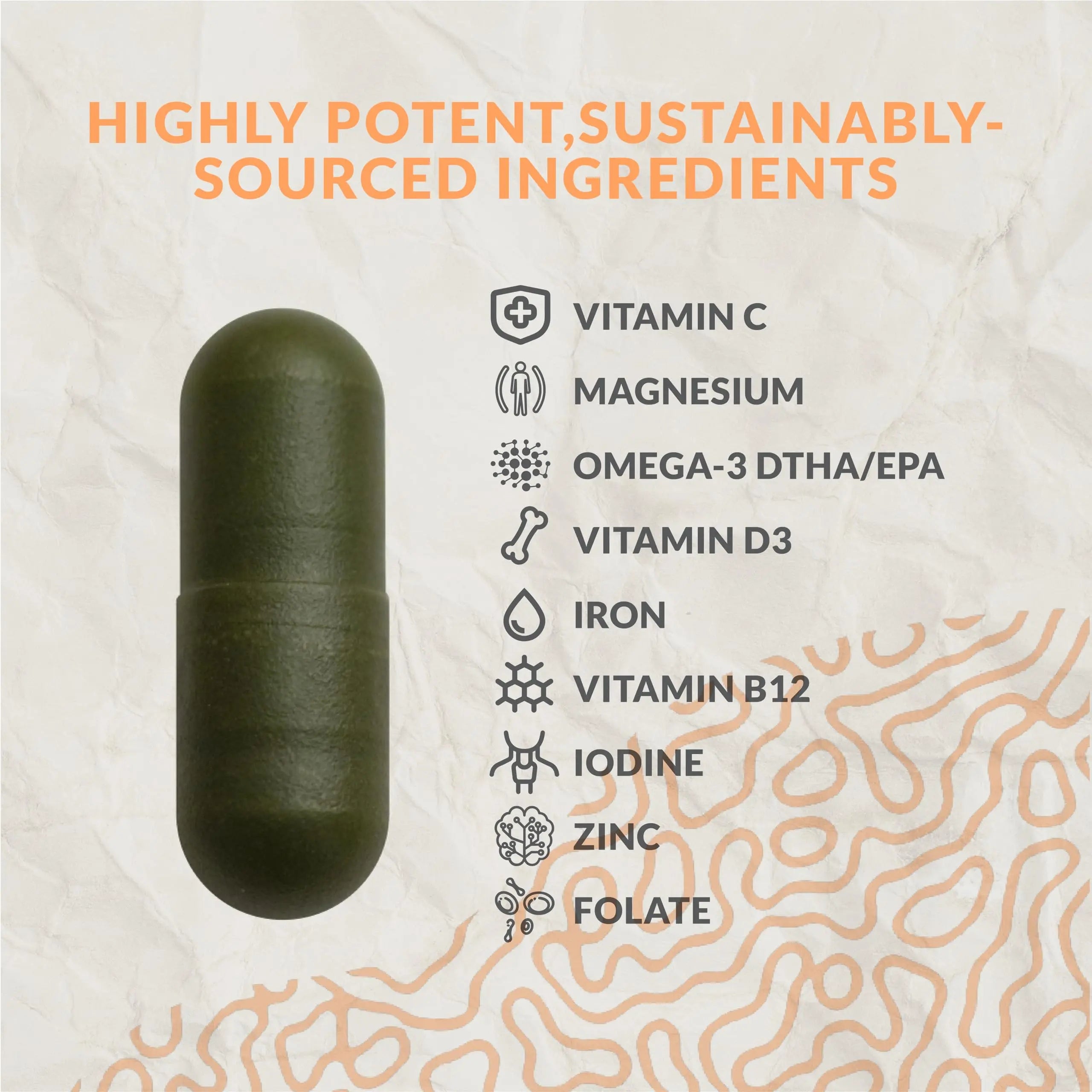 Complete Vegan Multivitamin with Iron, Omega 3, Vitamin D3, Folate, Zinc, Vitamin B12, & More - 100% Sustainable Vegan Vitamins Terraseed Au supplements
