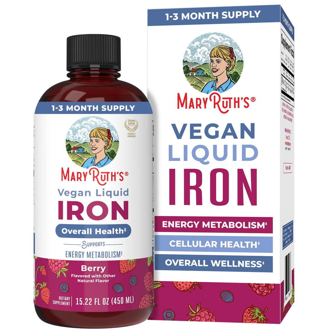 Iron Supplement for Women Men & Kids | Liquid Iron Supplement for Women Men & Kids | Iron for Healthy Blood & Oxygen | Ages 4 & Up | Sugar Free | Vegan | Non-GMO | Gluten Free | 15.22 Fl Oz MARYRUTH'S Au supplements