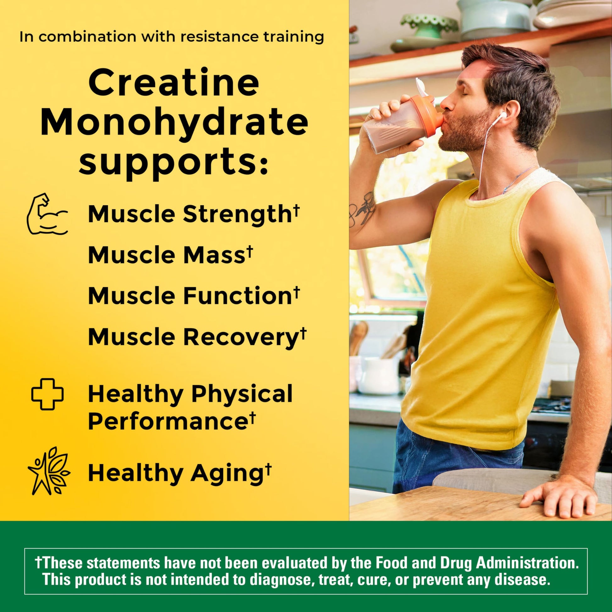 Nature Made Micronized Creatine Monohydrate Powder 5 g per Serving, Unflavored Drink Mix Powder, Muscle Support, 450 g, 90 Day Supply Nature Made Au supplements