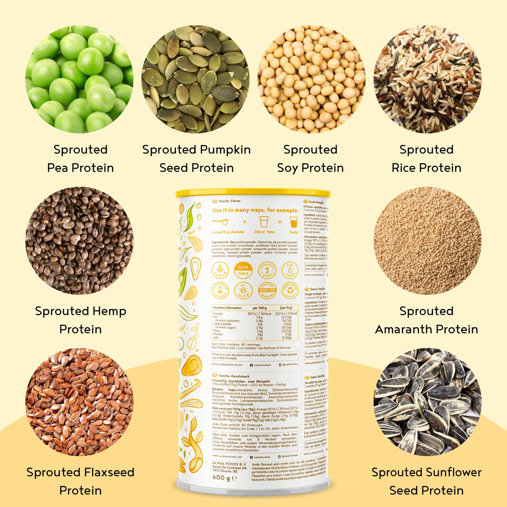 Vegan Protein Powder Vanilla - 1.2kg(80 servings) - 100% Plant Based Protein Powders Alpha Foods Au supplements