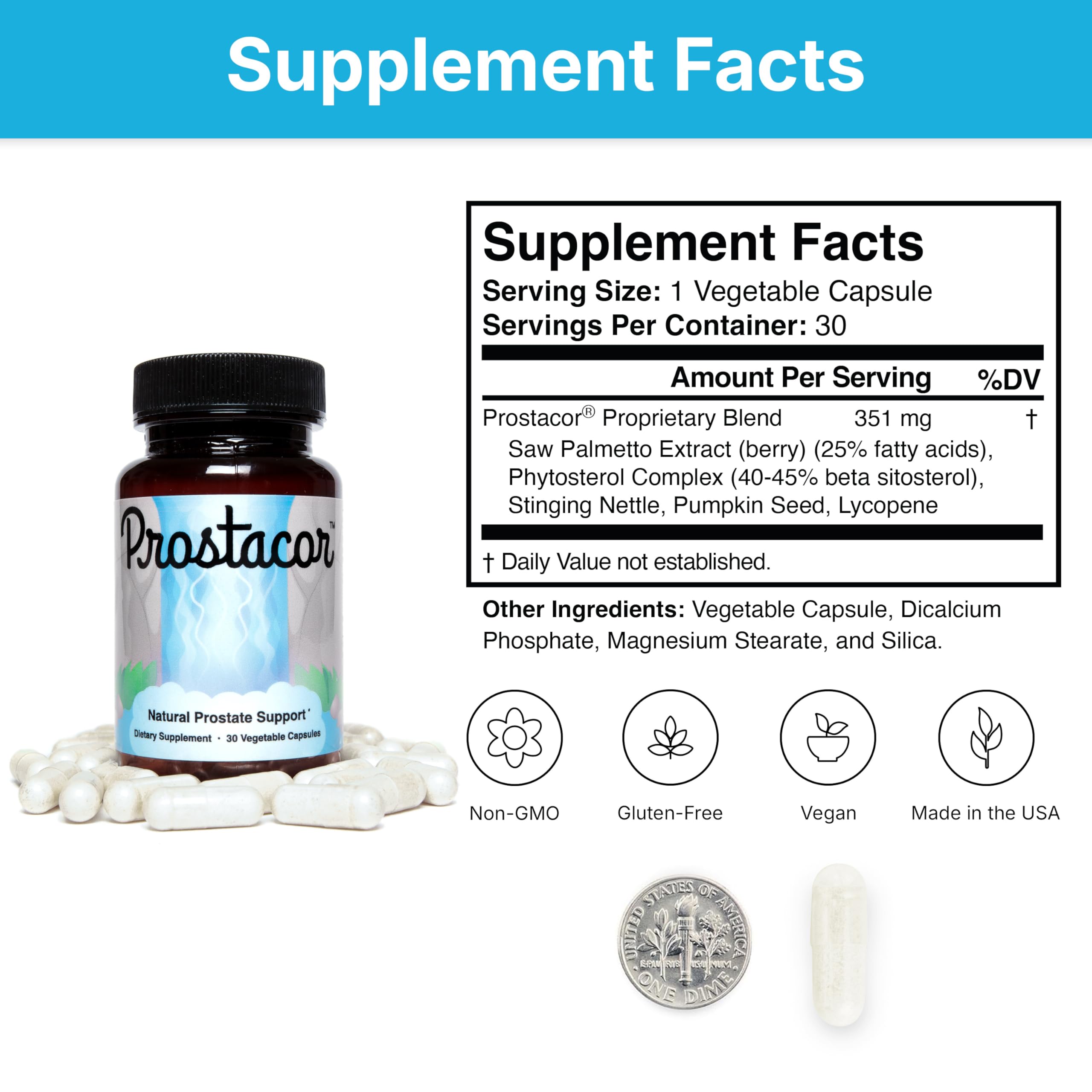 Prostacor - Natural Prostate Support Supplement - Non-GMO, Vegan, Gluten-Free Prostacor Au supplements