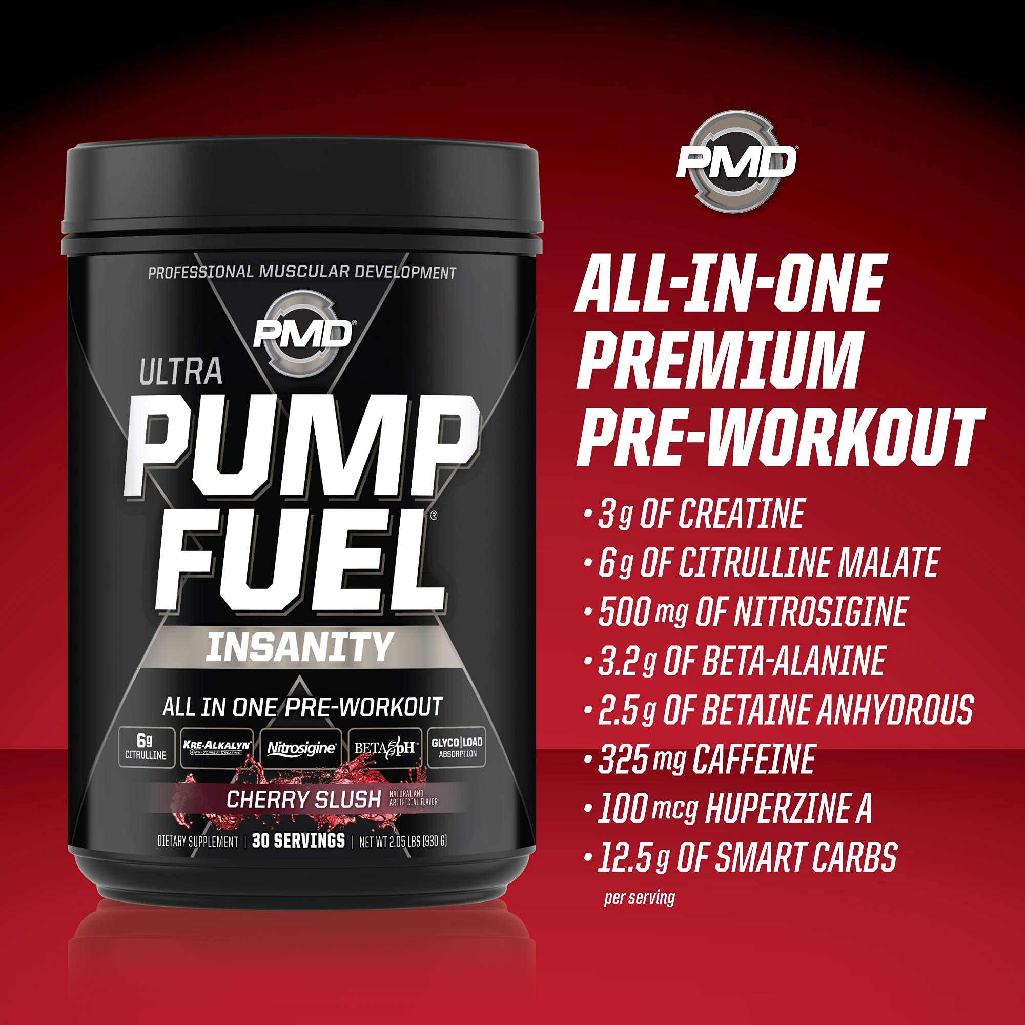 PMD Sports Ultra Pump Fuel Insanity - Pre Workout – Cherry Slush (30 Servings) PMD Au supplements