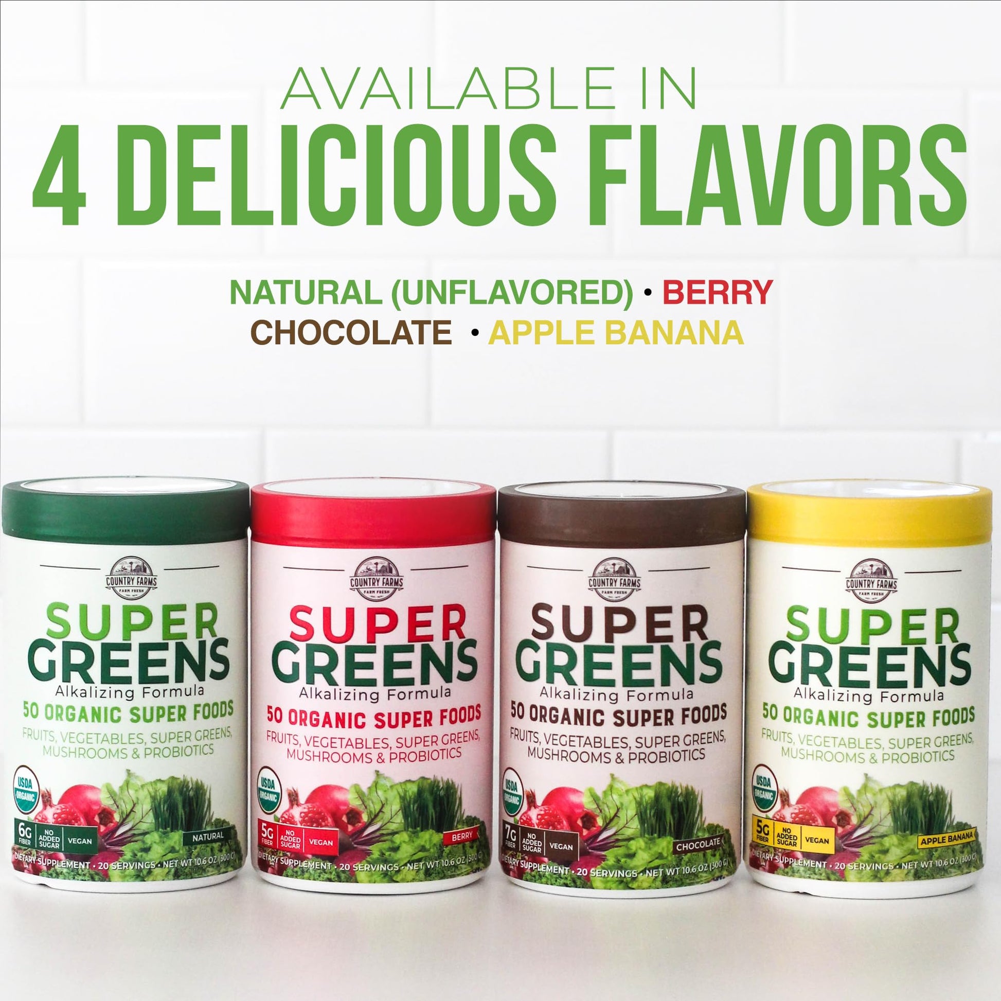 Country Farms Super Greens Apple Banana Powder Smoothie, Organic Super Foods, USDA Organic Drink Mix, Fruits, Vegetables, Mushrooms, Superfood Nutrition, 40 Servings, 2 Pack Country Farms Au supplements