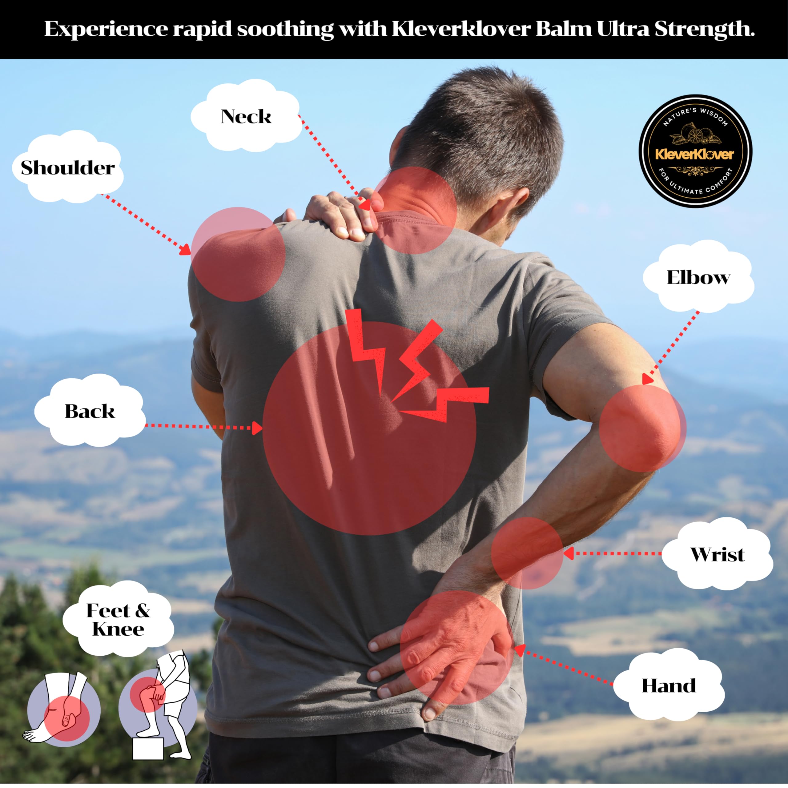 KleverKlover Back and Neck Aromatherapy Balm Ultra Strength for Healing Sore Muscle & Joint After Workout or Yoga - Plai Oil - Preservative Free- Citrus Scent + Free Massage Reflexology Wooden Stick KleverKlover Au supplements
