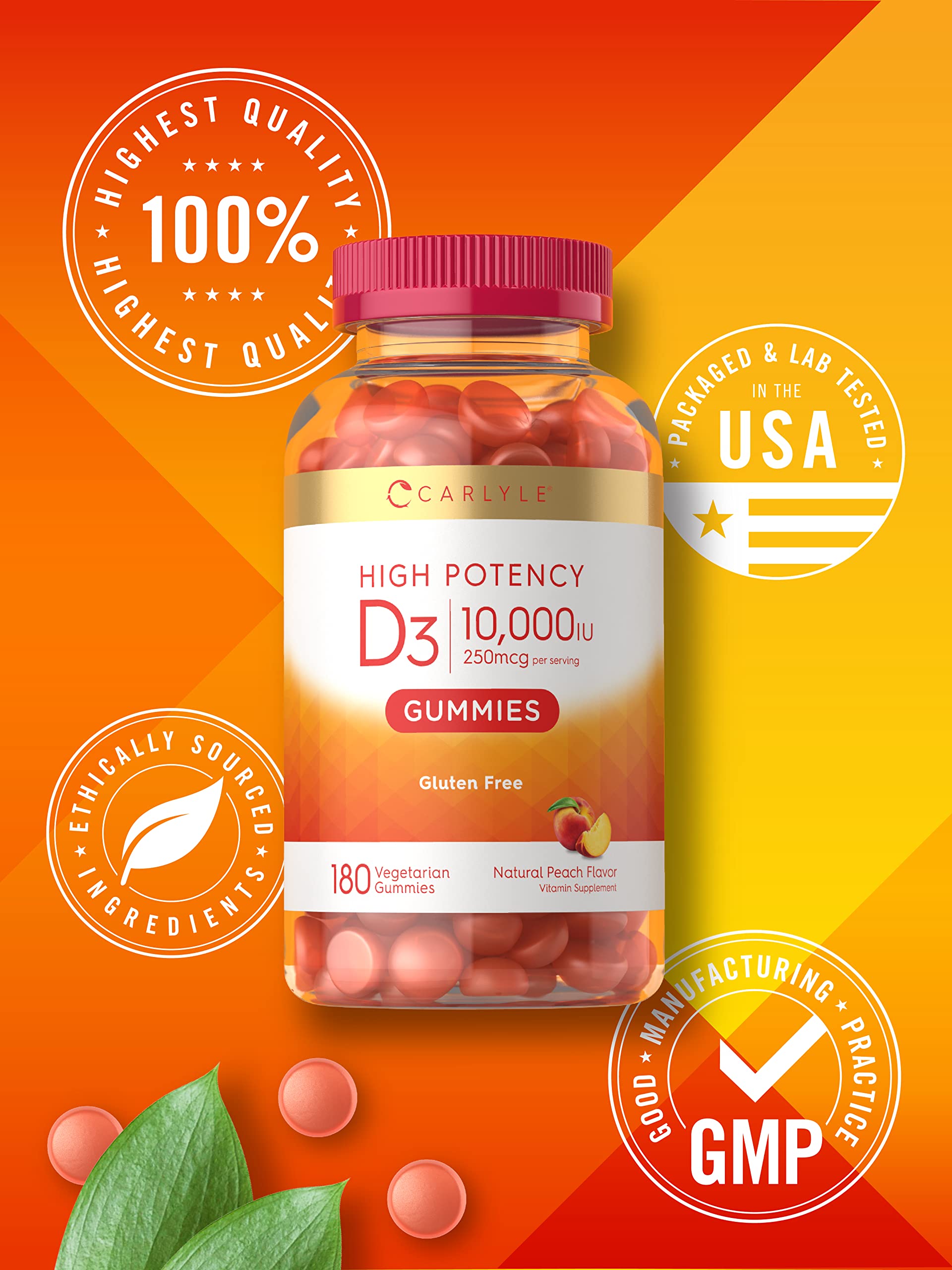 Carlyle Vitamin D3 Gummies | 10,000 iu | 180 Count | Vegetarian, Non-GMO Carlyle Au supplements