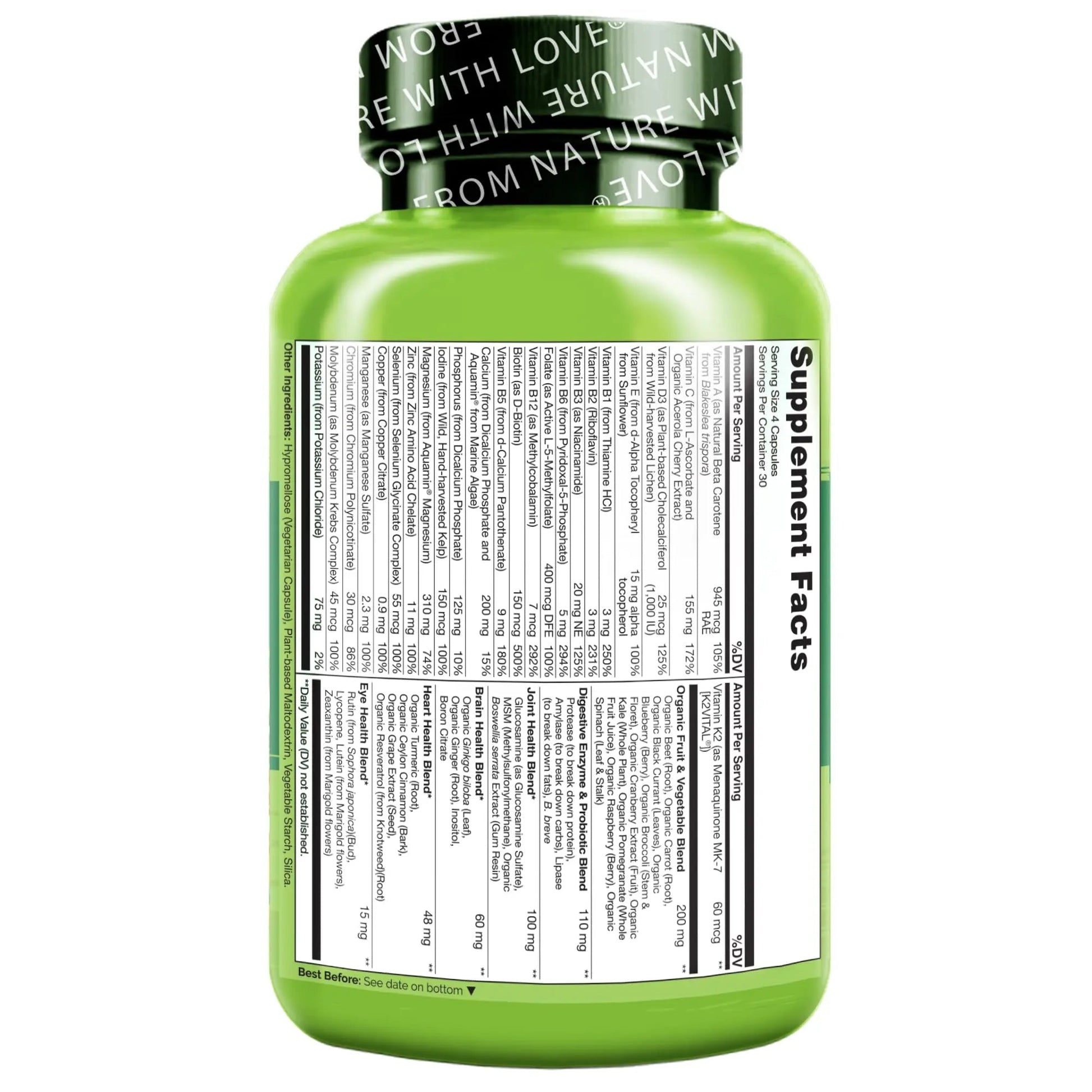 NATURELO Whole Food Multivitamin for Women 50+ (Iron Free) with Vitamins, Minerals, & Organic Extracts NATURELO Au supplements