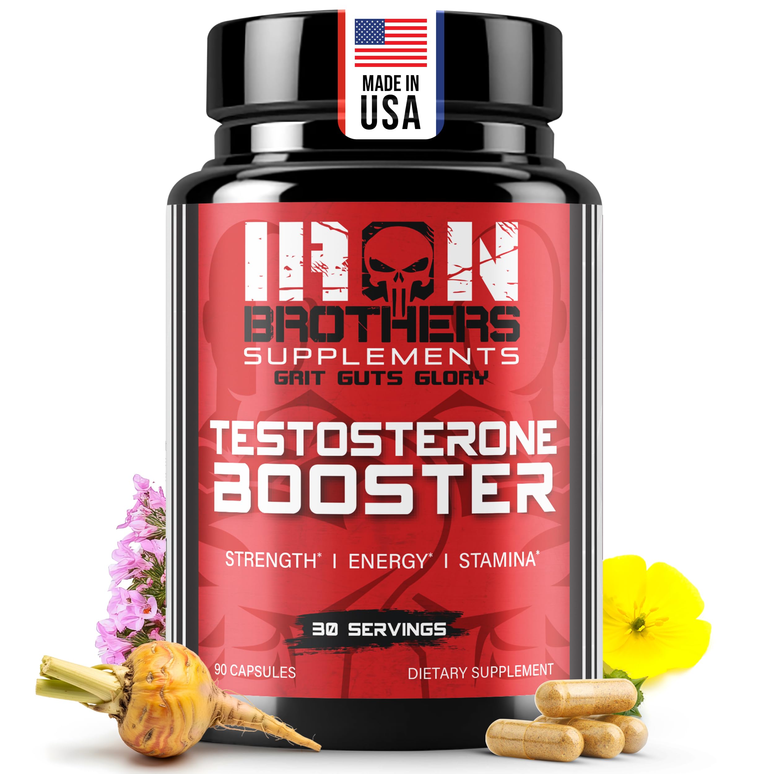 Iron Brothers Men’s Testosterone Support Supplement – Tribulus, Tongkat Ali, Ashwagandha & DIM – Daily Performance & Vitality Formula – with Fenugreek & Zinc – 30 Day Cycle – 90 Capsules Iron Brothers Supplements Au supplements