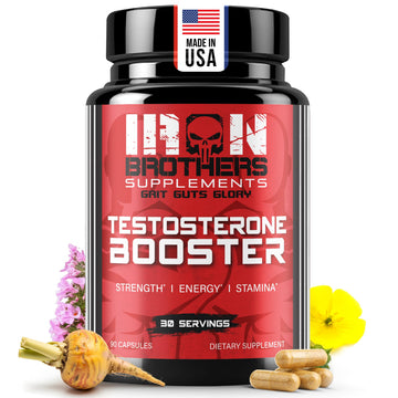 Iron Brothers Men’s Testosterone Support Supplement – Tribulus, Tongkat Ali, Ashwagandha & DIM – Daily Performance & Vitality Formula – with Fenugreek & Zinc – 30 Day Cycle – 90 Capsules Iron Brothers Supplements Au supplements