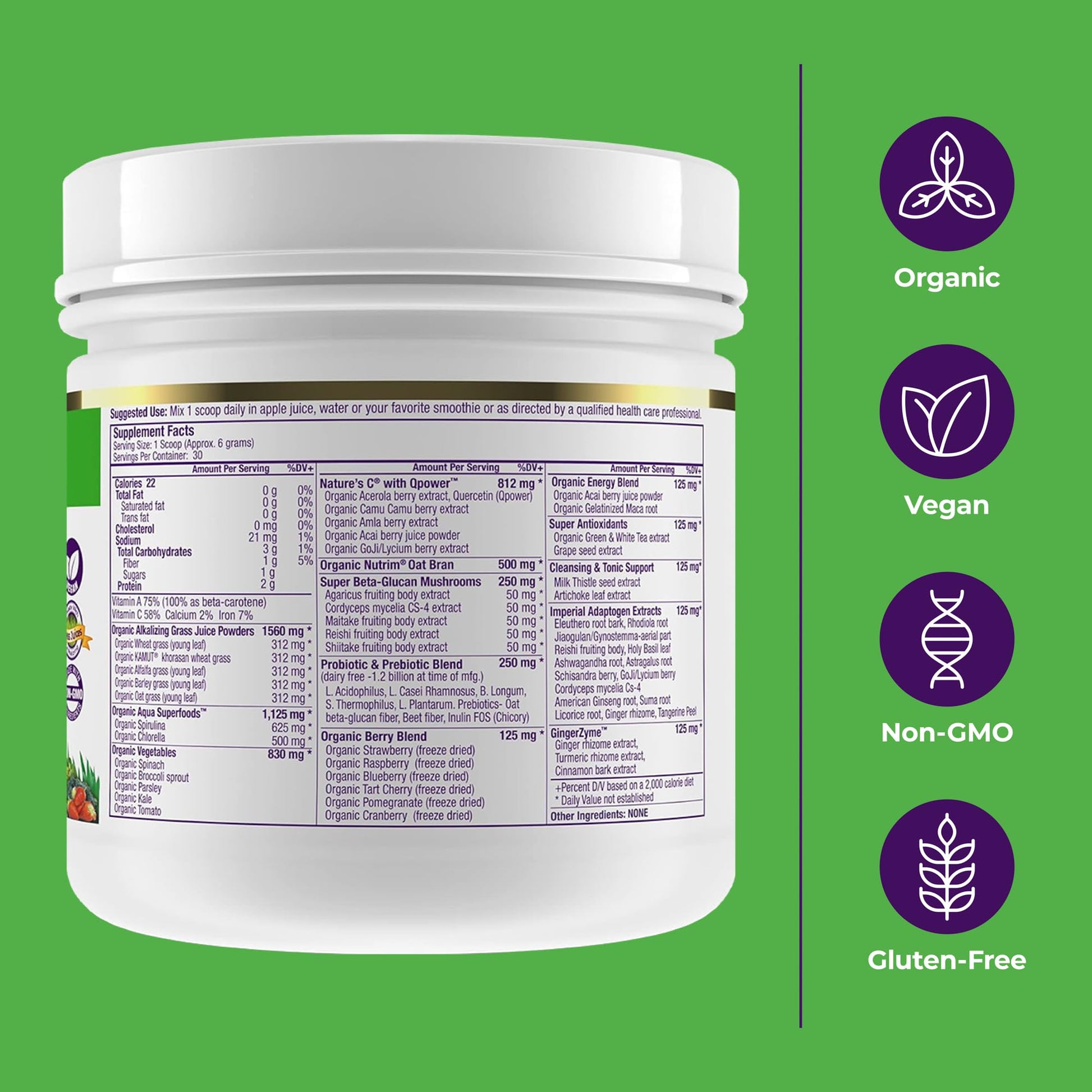 Paradise, ORAC Energy Greens Powder Extract, Super Antioxidants, Probiotics for Gut Health & Digestion, Vitamin C for Immunity, with Spirulina & Chlorella, Non-GMO, Gluten Free, 30 Servings Paradise Herbs Au supplements