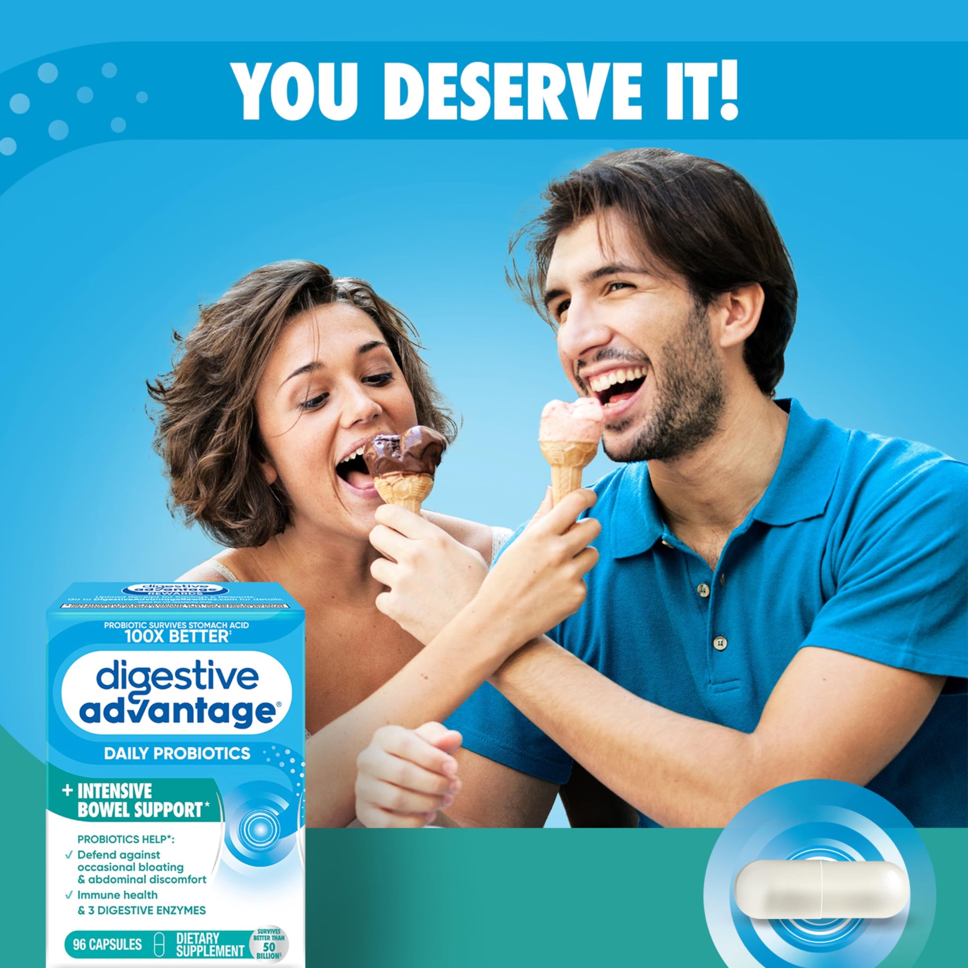 IBS Daily Probiotic Capsules for Digestive Health & Gut Health, Digestive Advantage Probiotics For Men and Women (96 count box) - Digestible Enzymes Digestive Advantage Au supplements