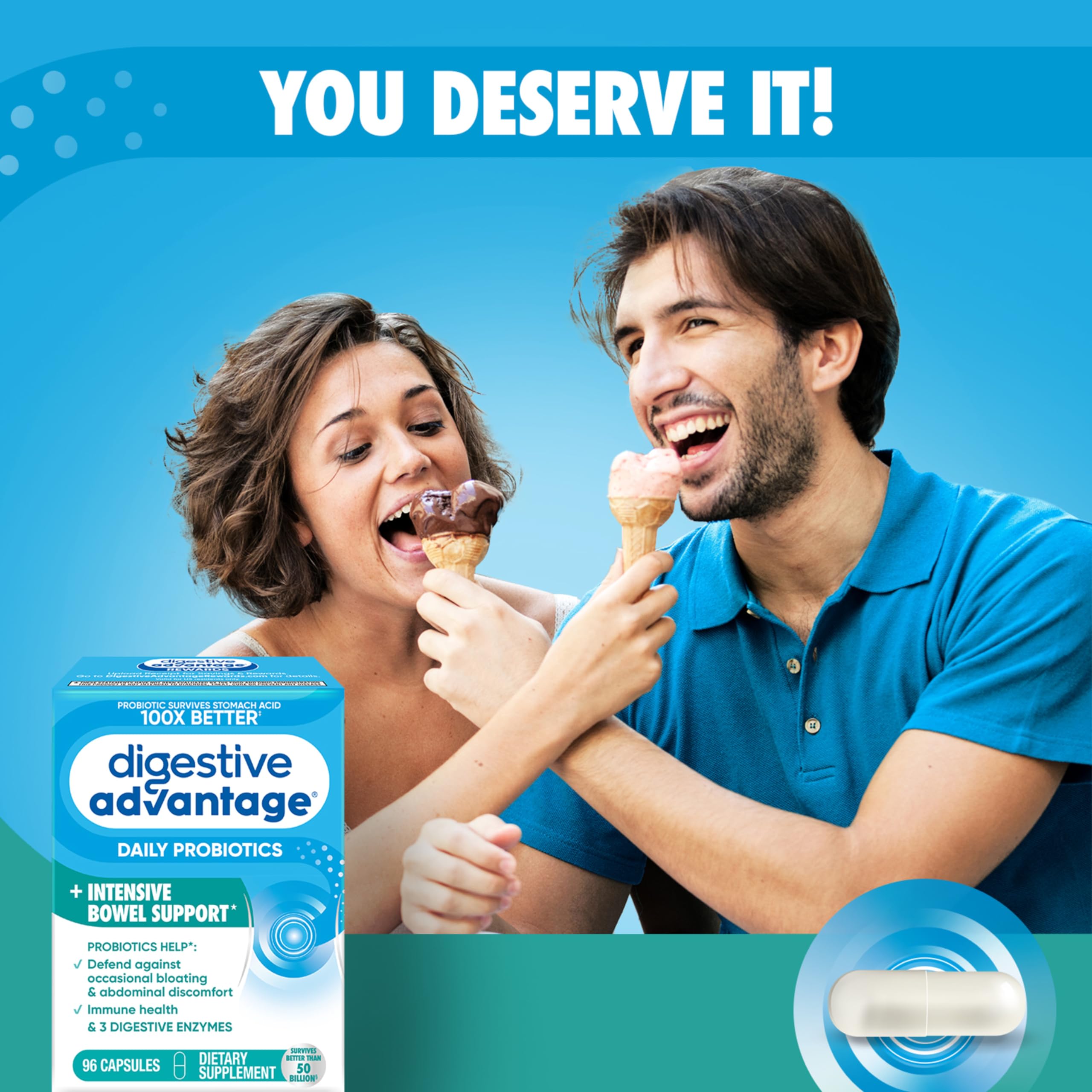 IBS Daily Probiotic Capsules for Digestive Health & Gut Health, Digestive Advantage Probiotics For Men and Women (96 count box) - Digestible Enzymes Digestive Advantage Au supplements