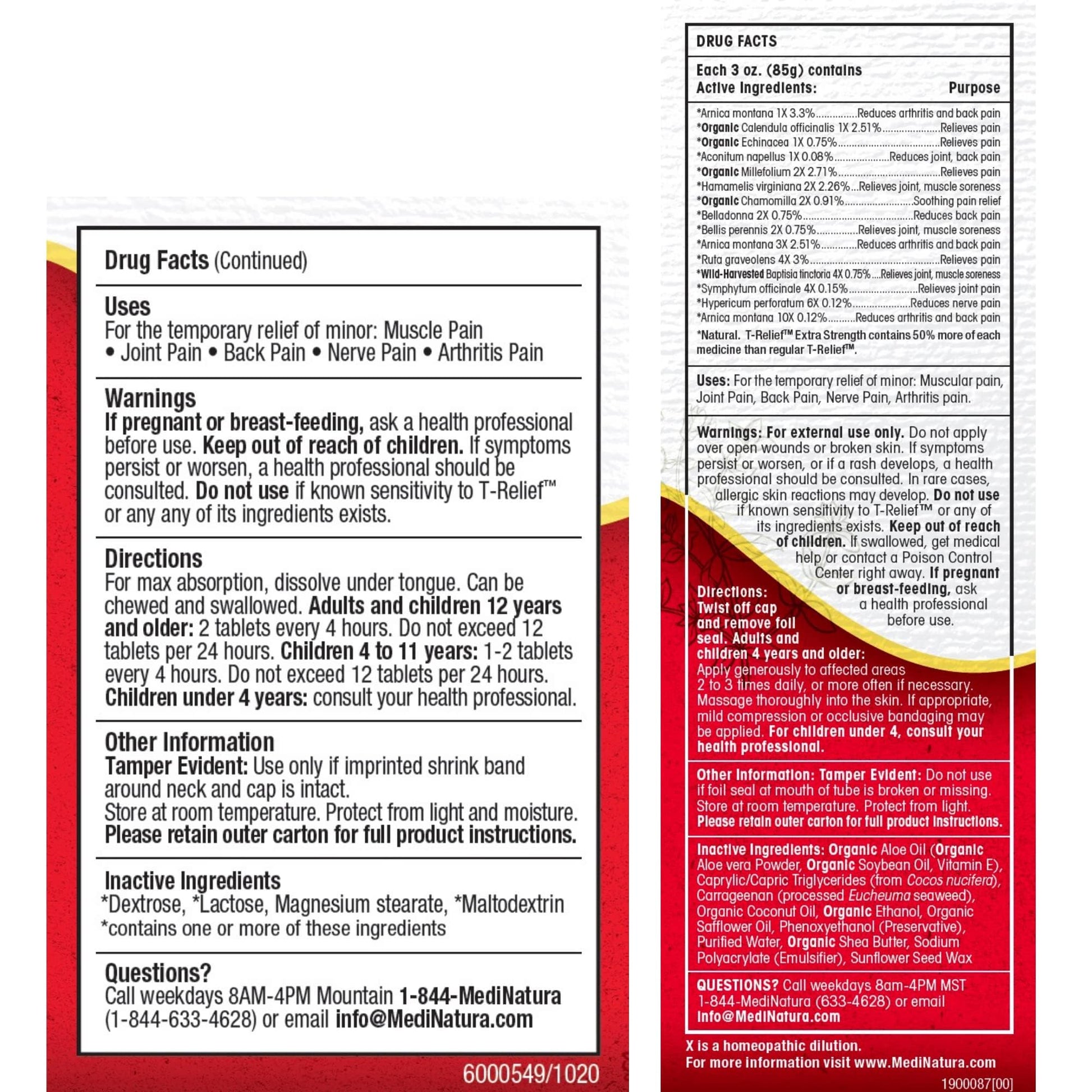 MediNatura T-Relief Extra Strength Pain Relief Arnica +12 Plant-Based Pain Relievers 100ct Tablets T-Relief Extra Strength Pain Relief 3oz Cream Bundle MediNatura Au supplements